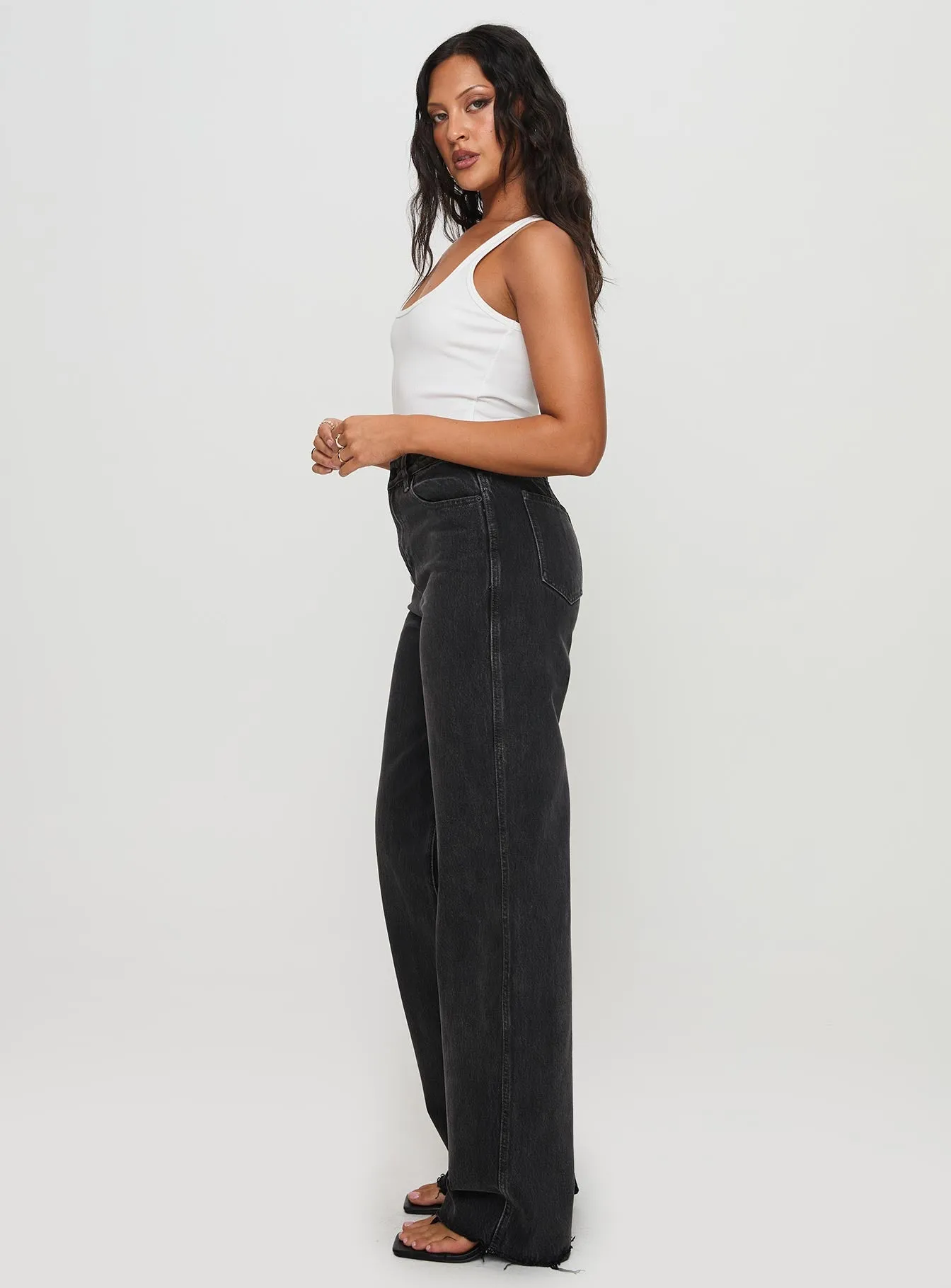 Style Forward Karlina High Rise Straight Leg Jeans Charcoal