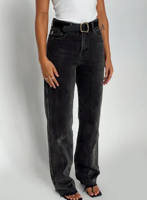 Karlina High Rise Straight Leg Jeans Charcoal Fitted Design Always Stylish