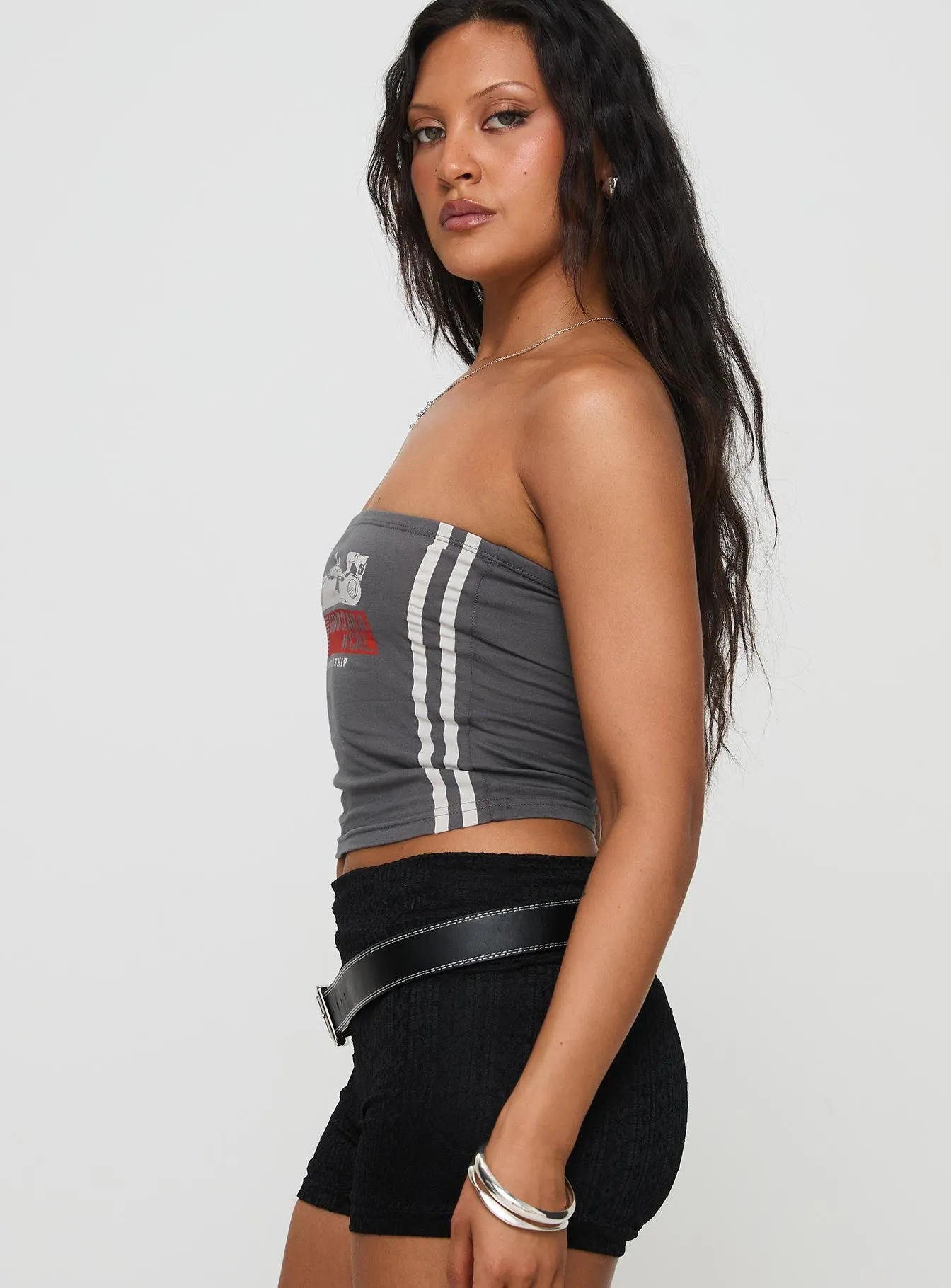 Santa Clara Strapless Top Black ReflectiveTrimDetails TwillWeave