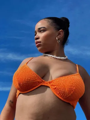 Lolita Bikini Top Orange Curve Multi Way Strap System Smooth Edge Finish