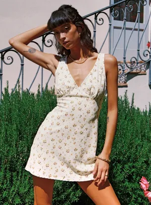 Nellie Mini Dress White / Yellow Floral Fearless Charm