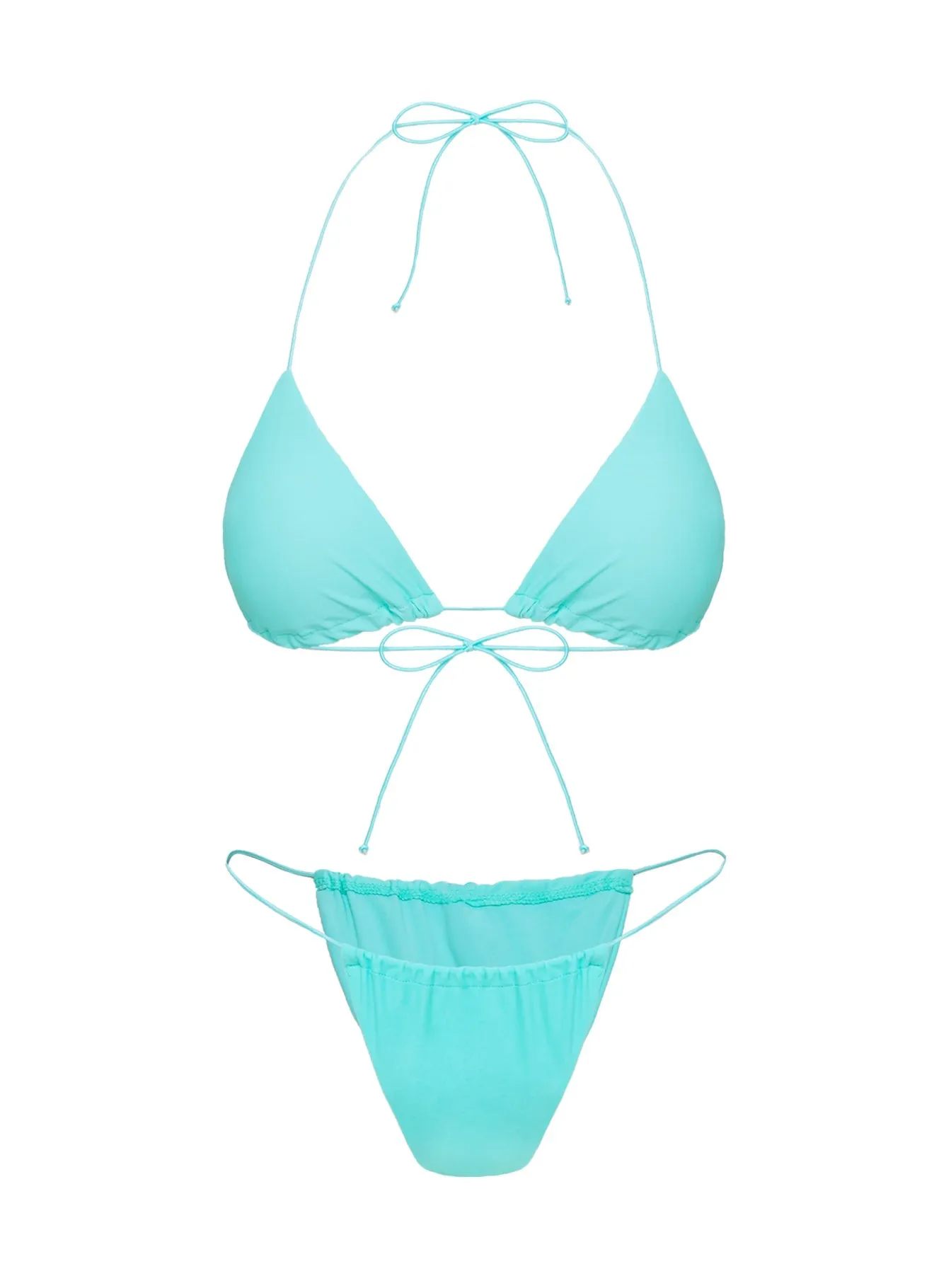 Stretchable Waistband Selbie Triangle Bikini Top White Blue