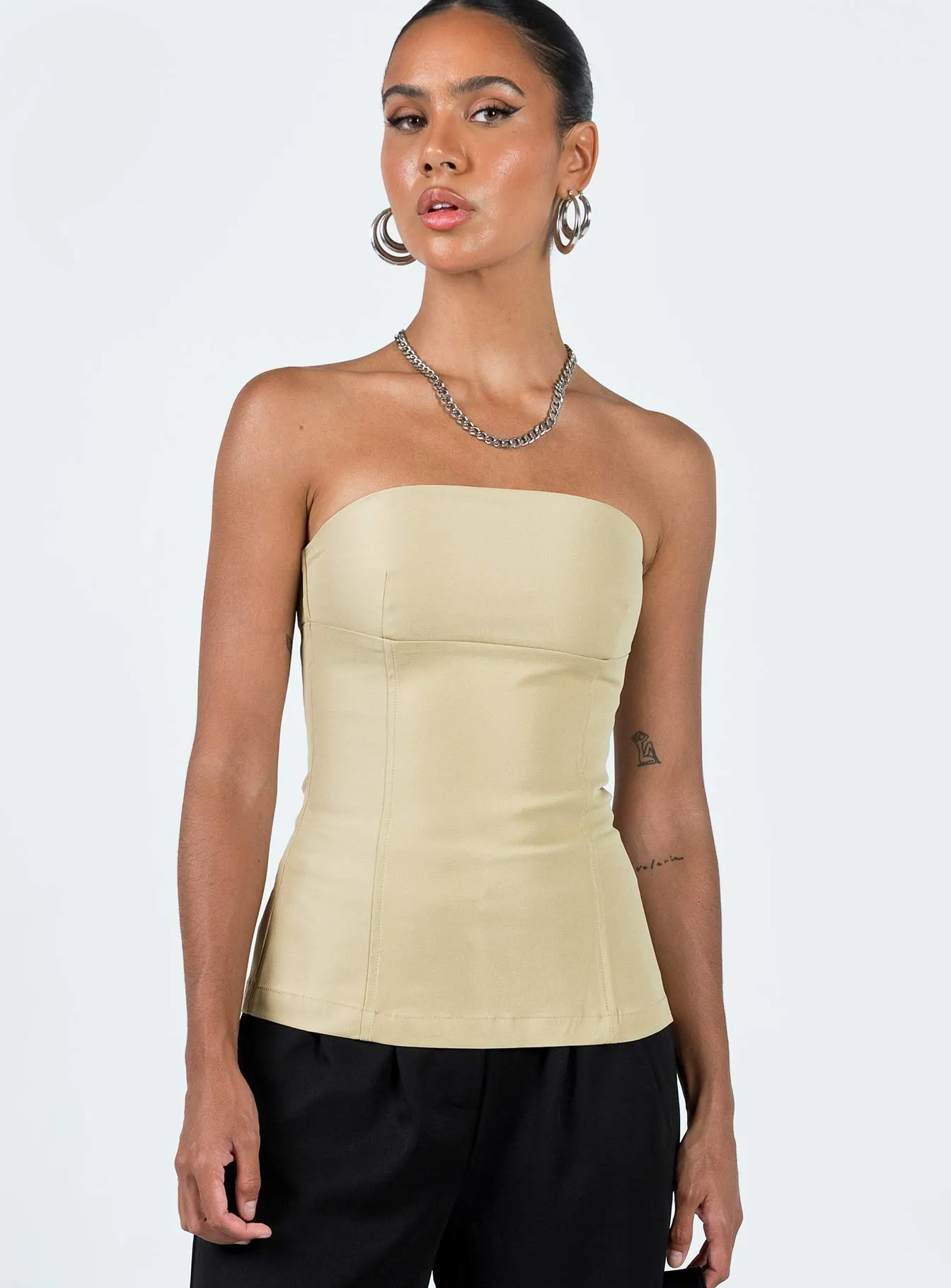 Garment Washed Wesanders Strapless Top Camel