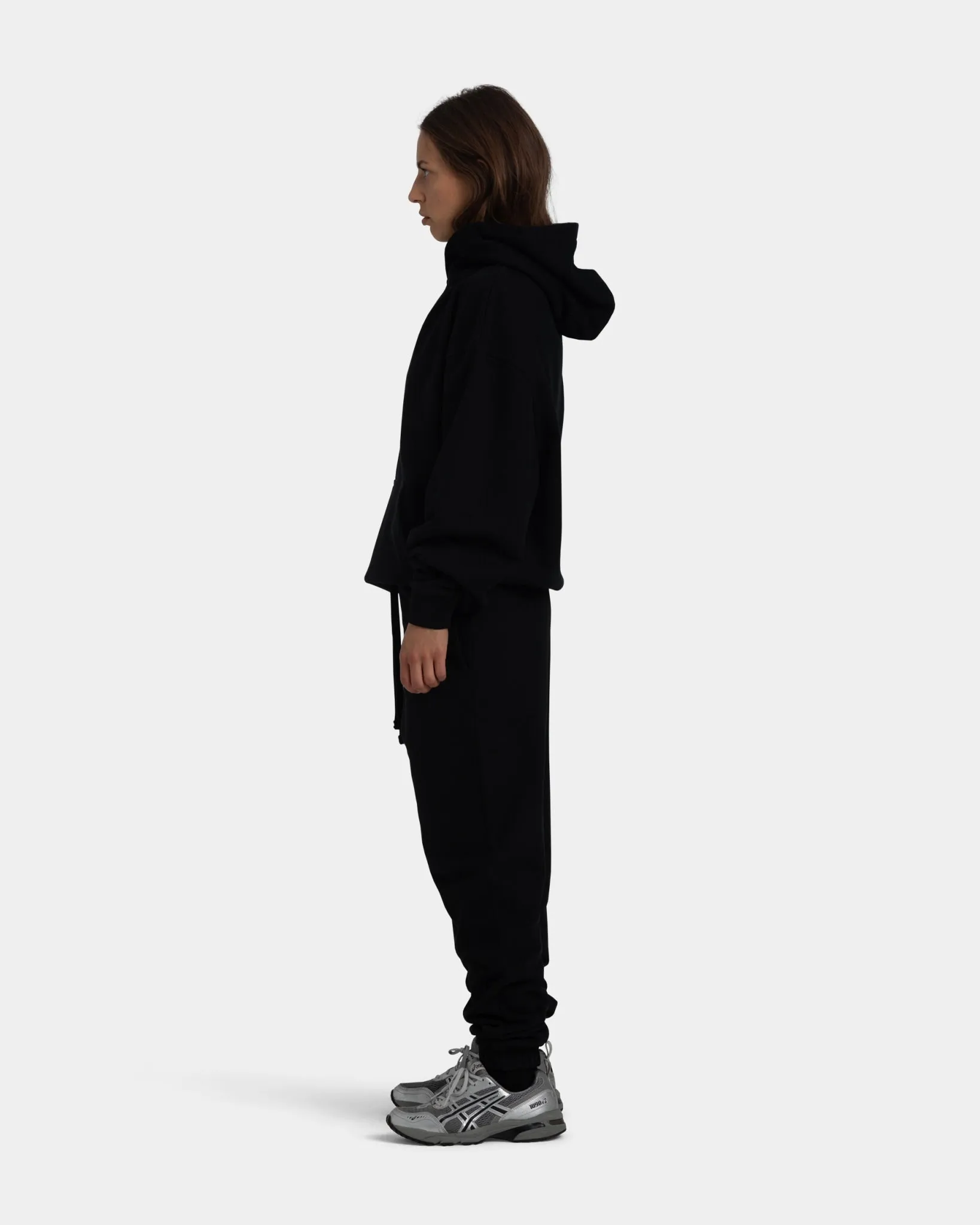 UV protection layer Hoodie Oversize, Woman - Black MultiPocket Design Poolside Wear