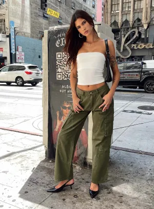 Ahstin Mid Rise Straight Leg Cargo Jeans Green Petite quick dry