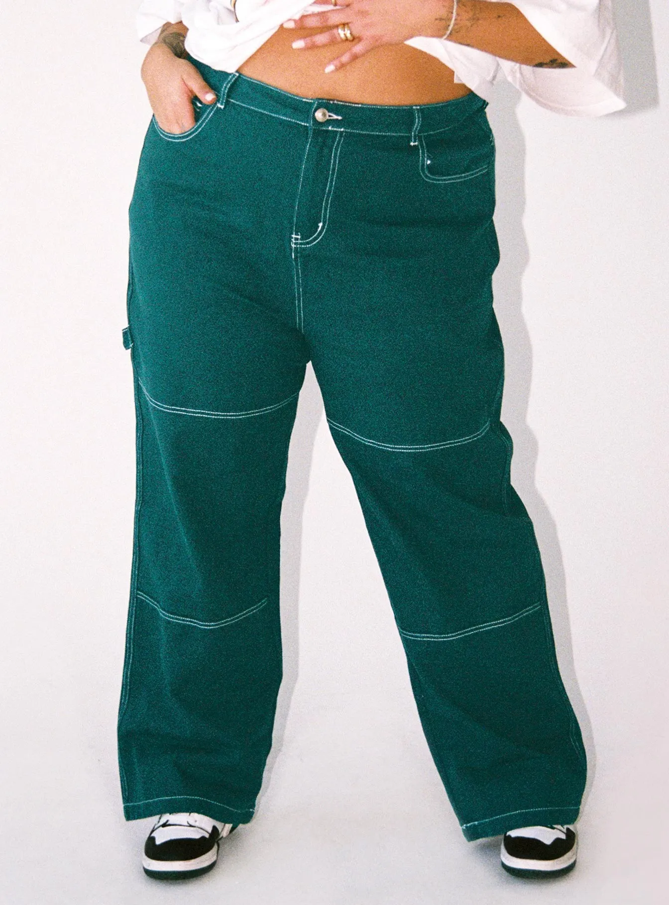 Sunny Vibes Vibrant Relaxed Style Copeland Jeans Green Curve