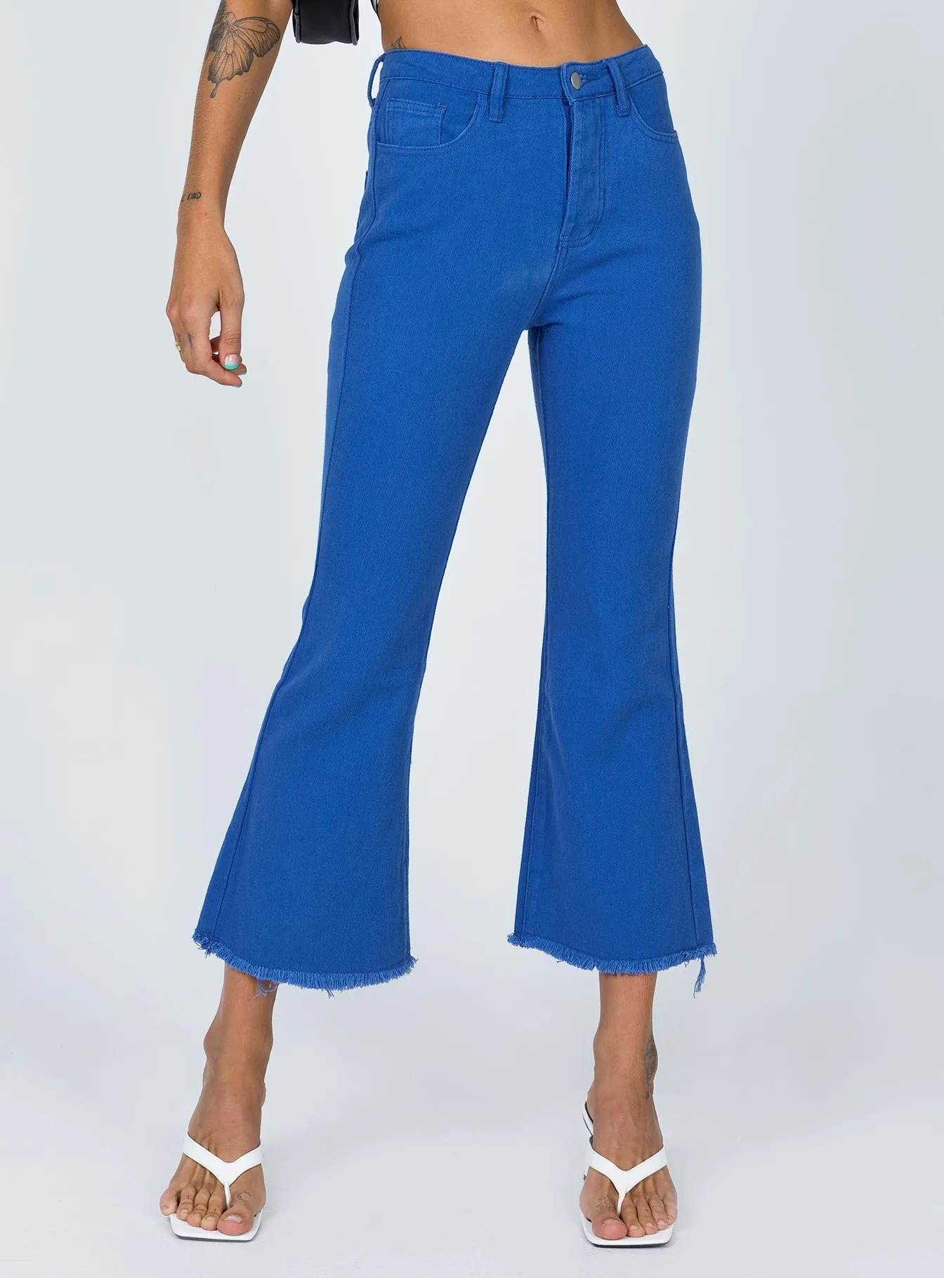 Life Ready Textured Loose Luxury Faye Cropped Jeans Blue Denim