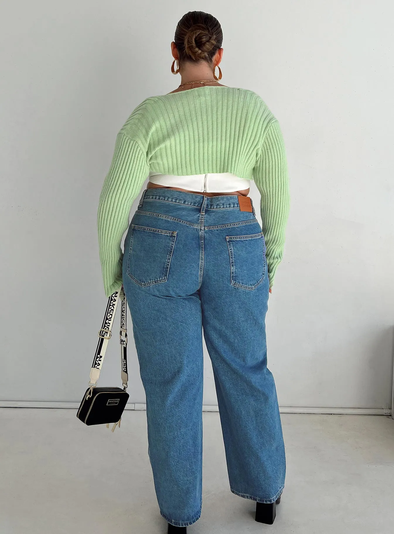 Durable piece Holly Asymmetric Straight Leg Jean Mid Wash Denim Curve