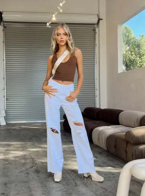 Customizable length Meliana Wide Leg Denim Jeans White