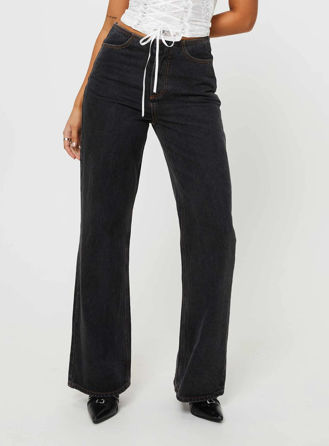Practical Magic Jeans Charcoal Cool Outfit Laser Cut Edges