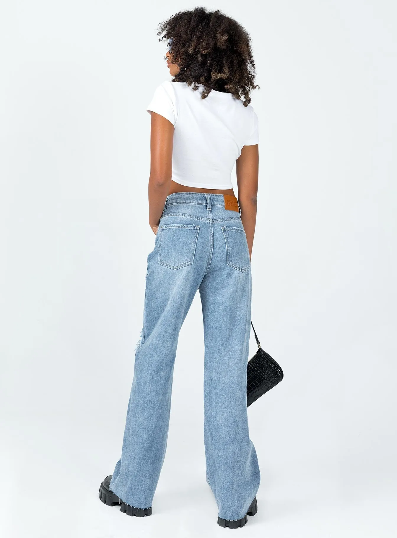 Meliana Wide Leg Denim Jeans Adjustable Belt Loops Comfy Option