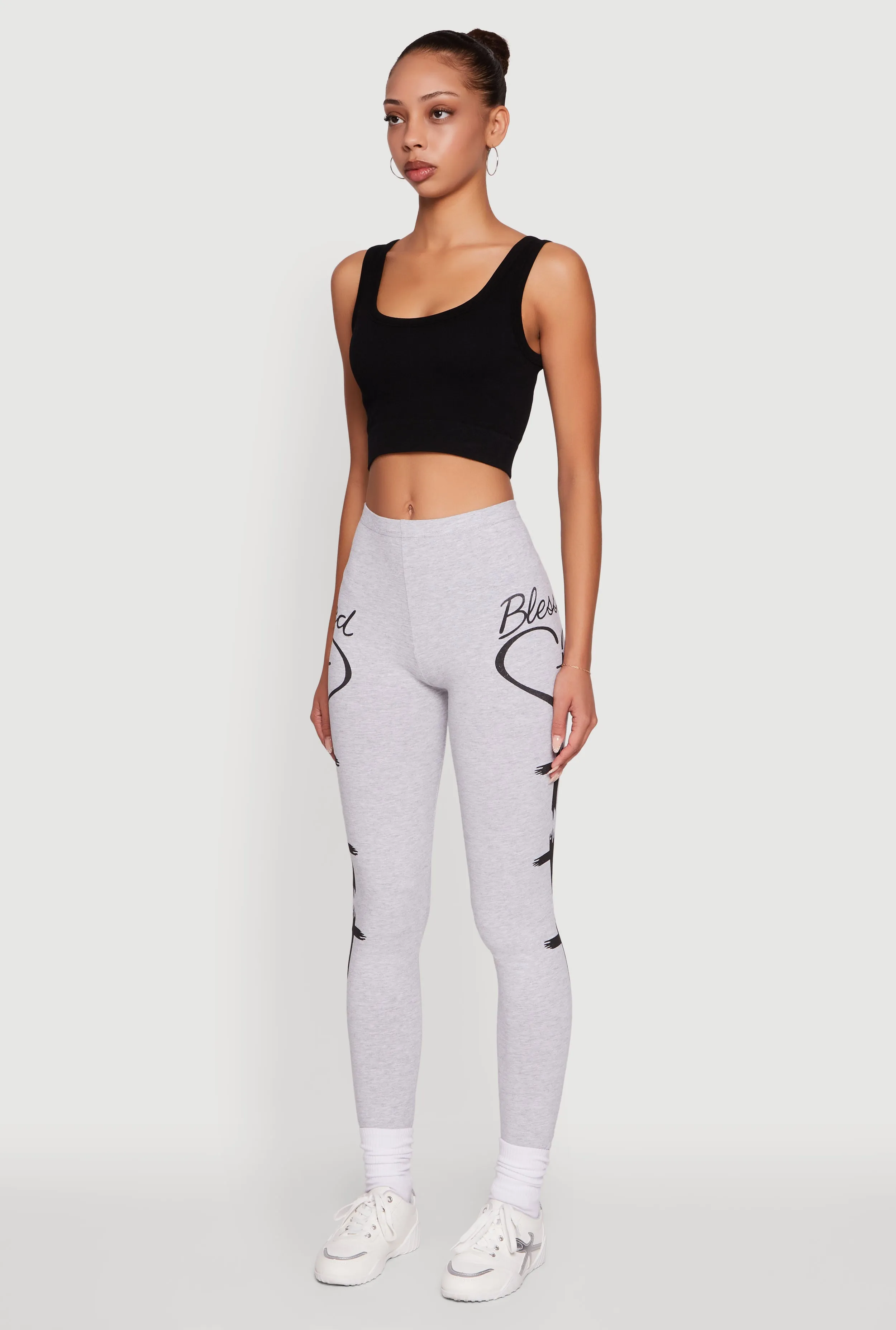 Blessed Cross Heart Graphic Leggings Wrinkle Resistant Luxury Choice All Ages Double Layer