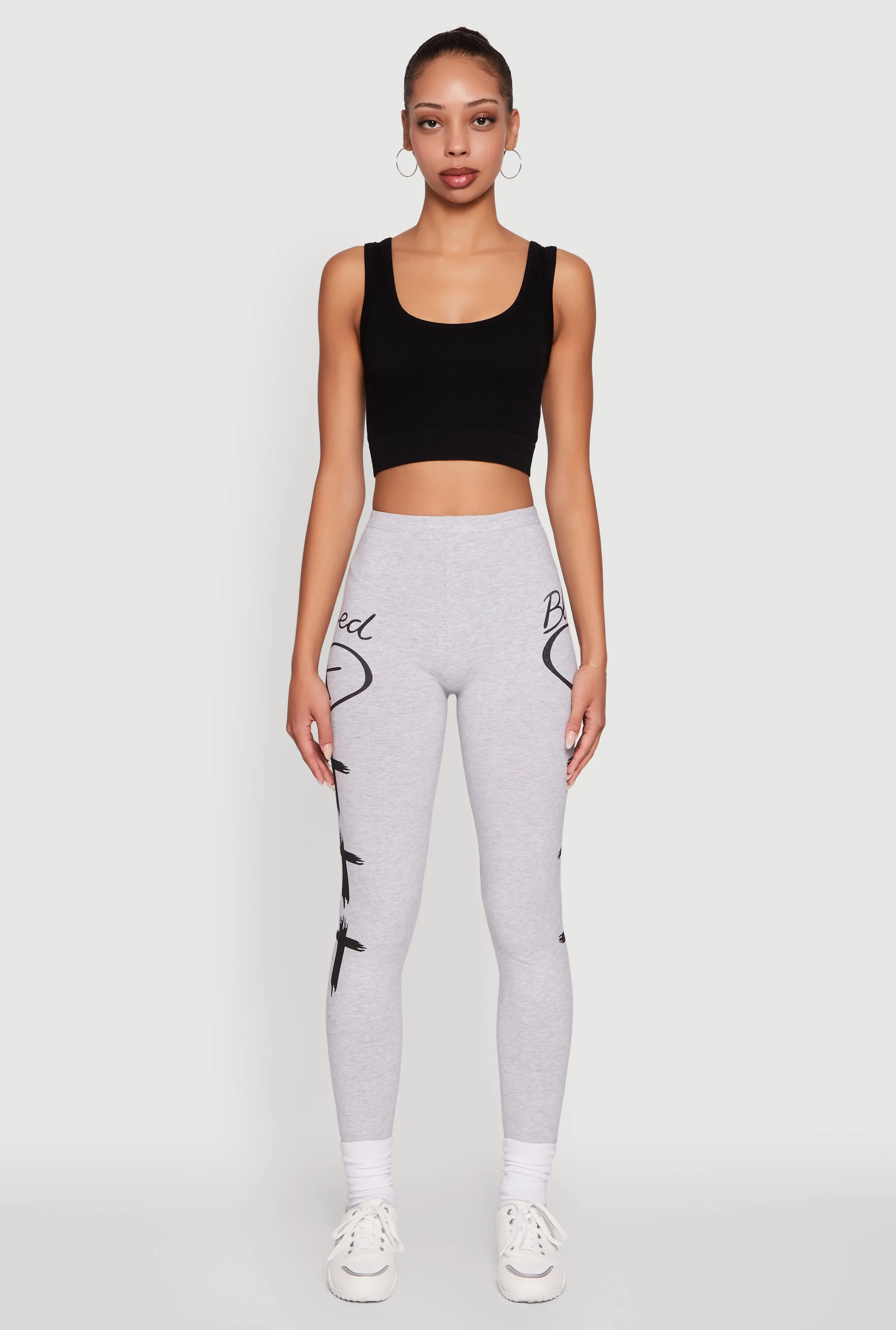 Max Comfort Blessed Cross Heart Graphic Leggings
