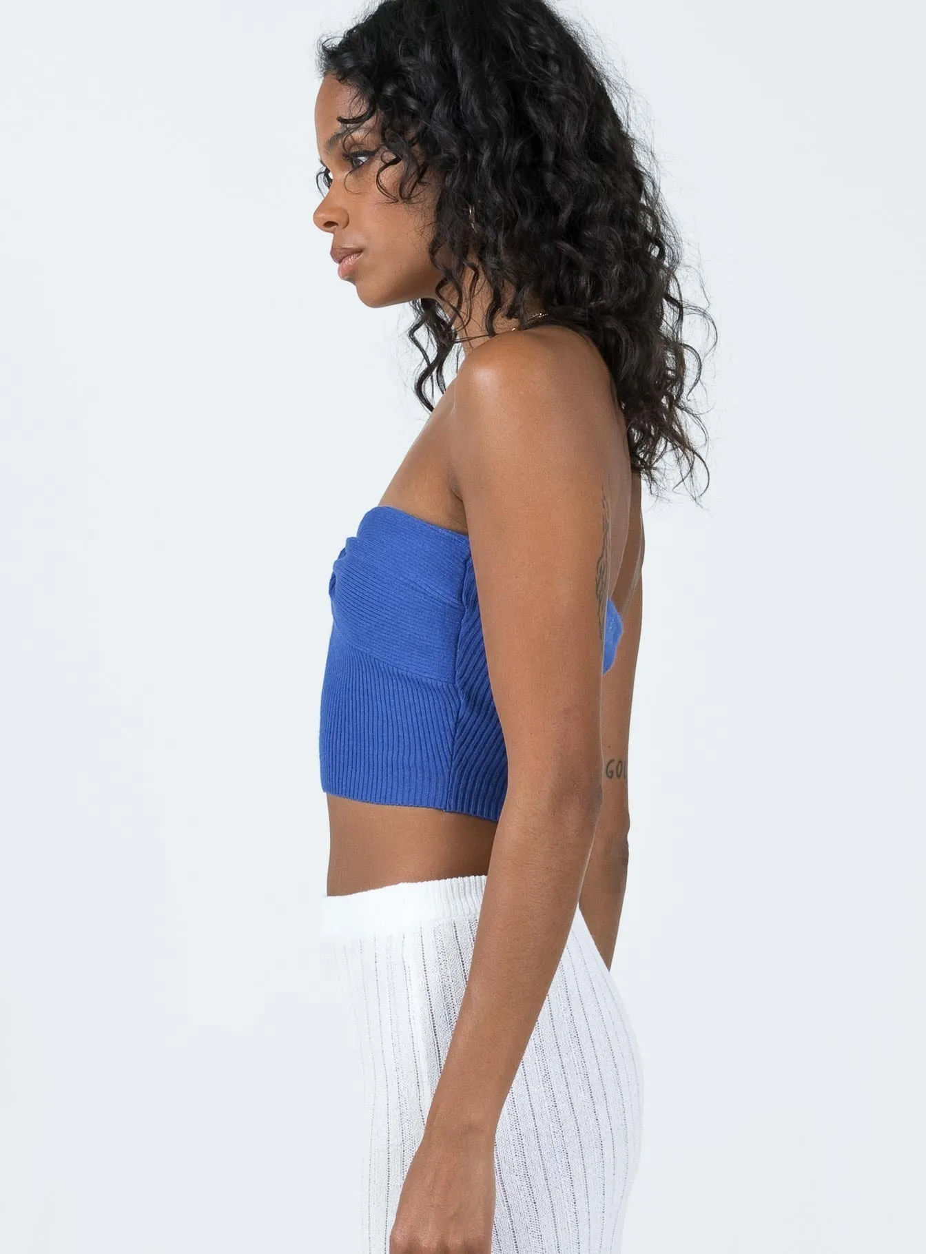 ElasticEdgeBinding Double Layered Hem Kallista Top Blue