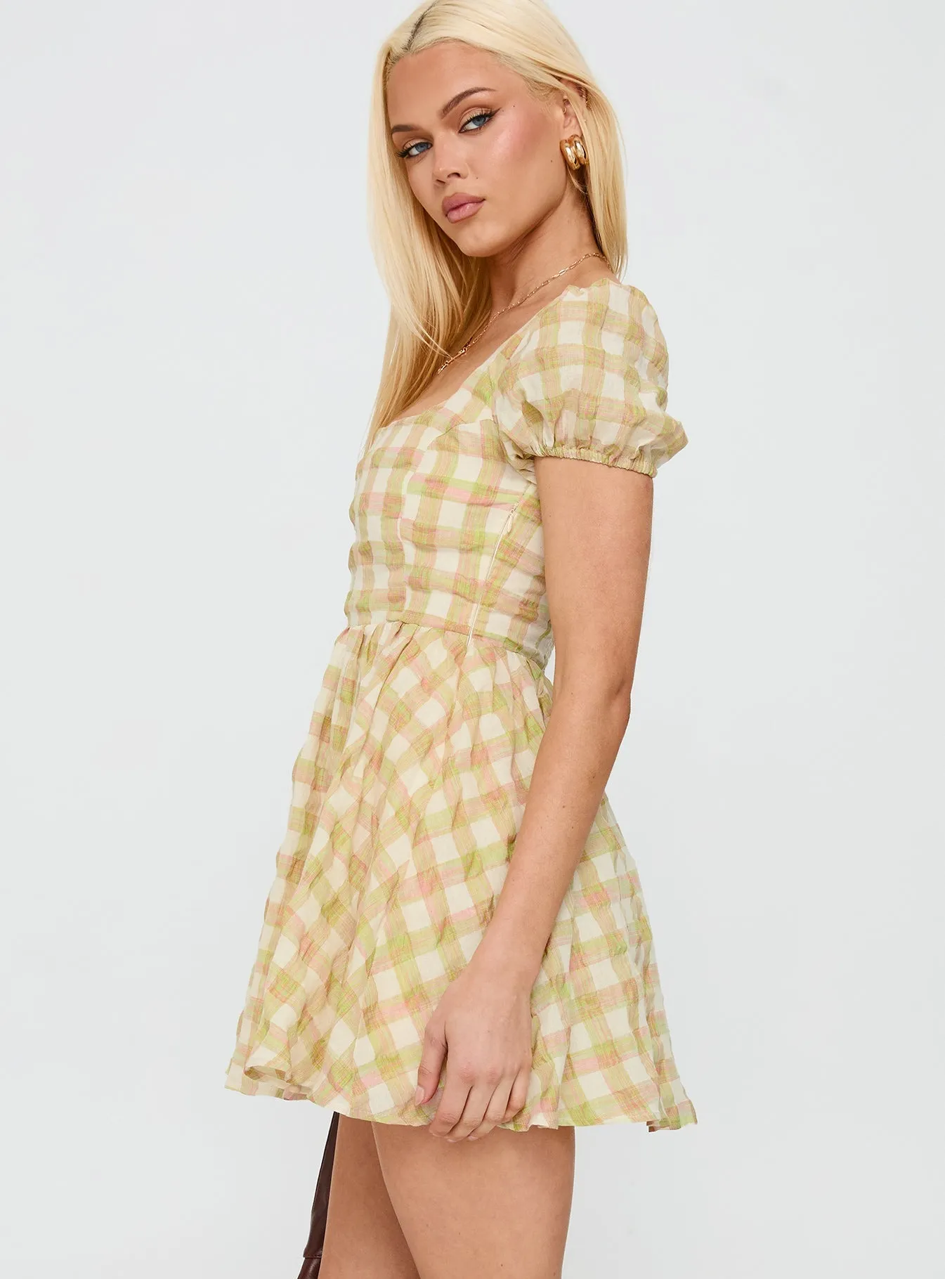 skin friendly Cartmel Puff Sleeve Mini Dress Multi