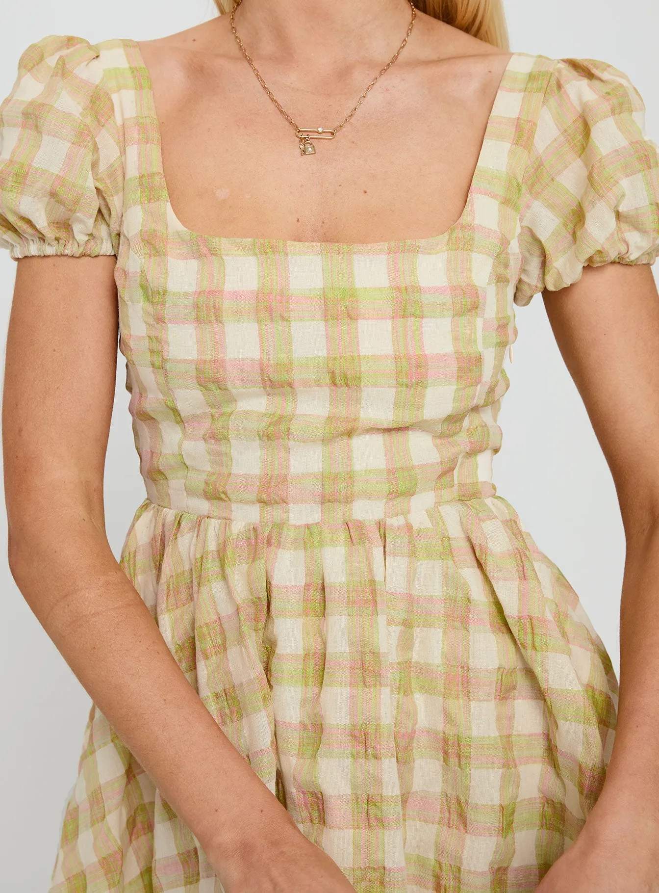 Pose Glow Flash Hot Cartmel Puff Sleeve Mini Dress Multi