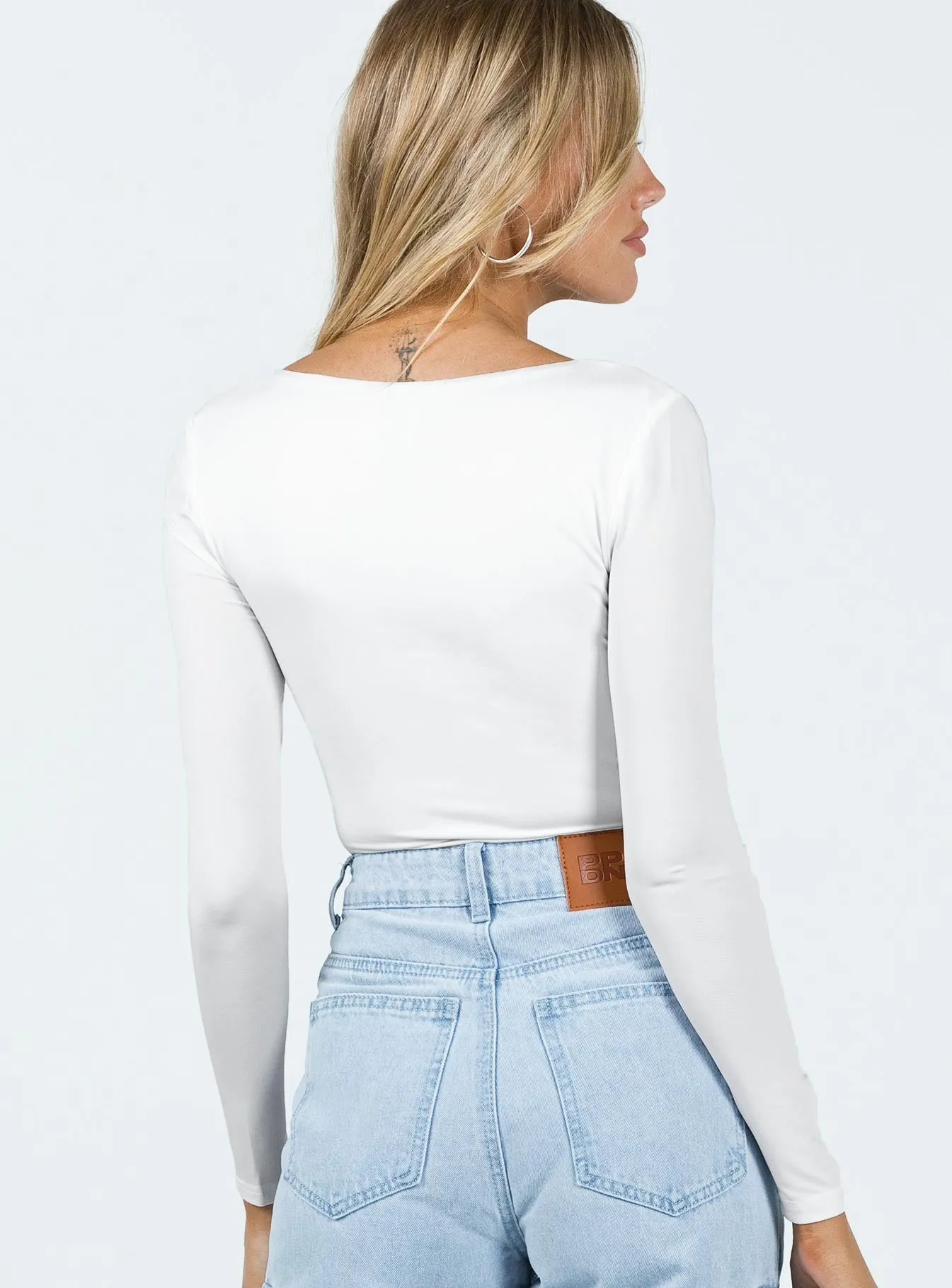 Alberta Long Sleeve Bodysuit White Flexible Vintage