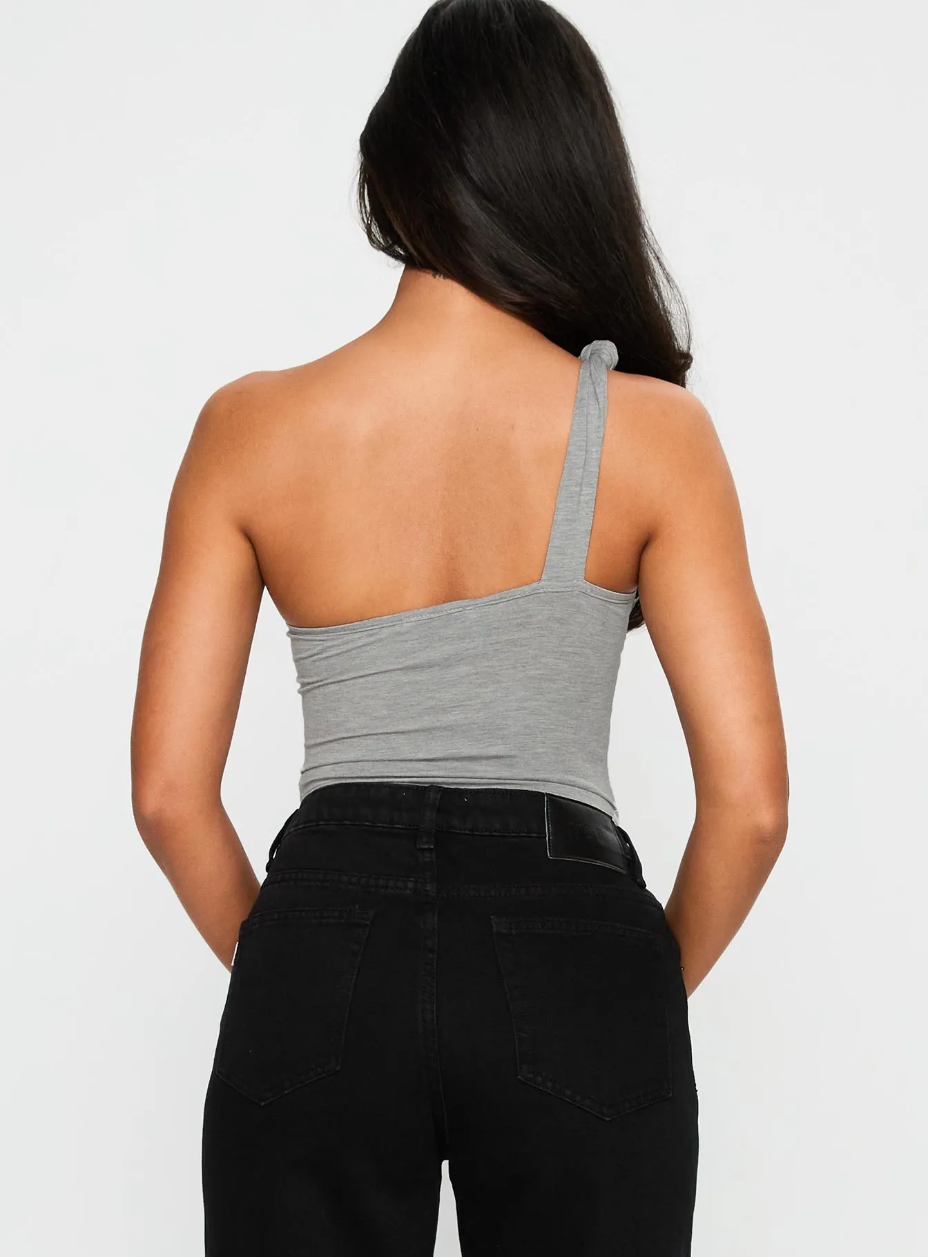 Armageddon One Shoulder Bodysuit Grey Daily Model
