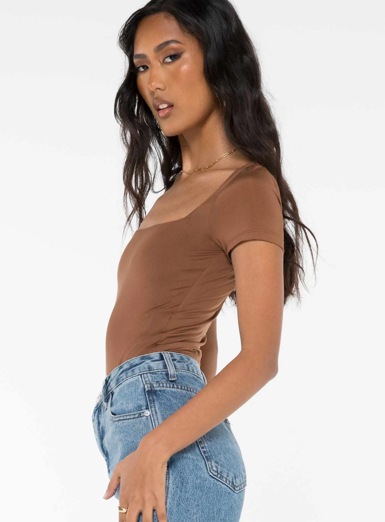 Loose Premium Cozy Lightweight Byer Bodysuit Brown