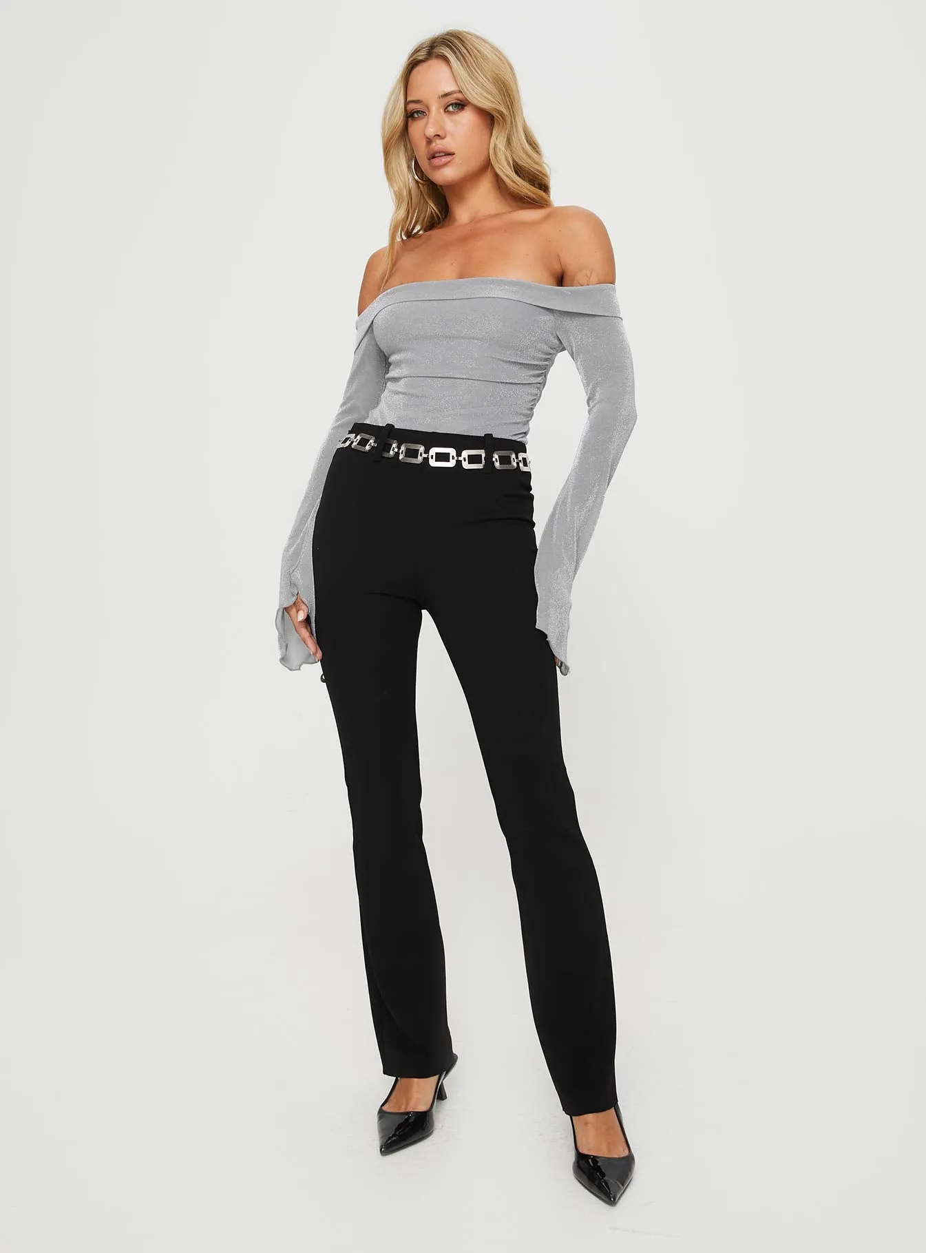 Home Dancer Tullo Off The Shoulder Bodysuit Grey