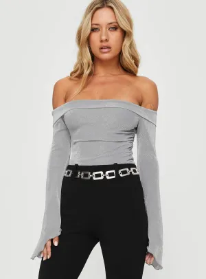 Tullo Off The Shoulder Bodysuit Grey Retro Kids
