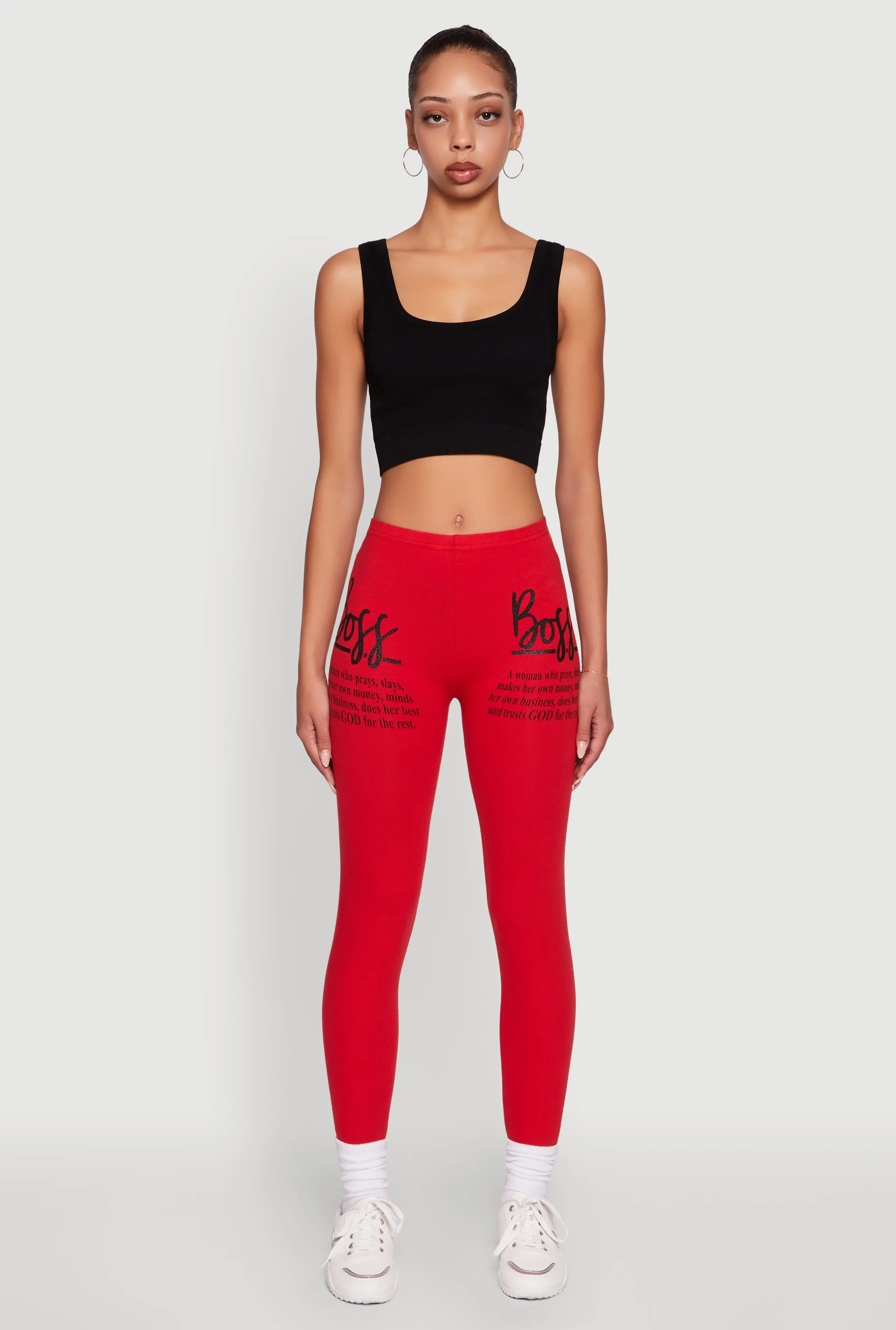 Trendy Boss Graphic Leggings Weekend Look Lounge Comfort