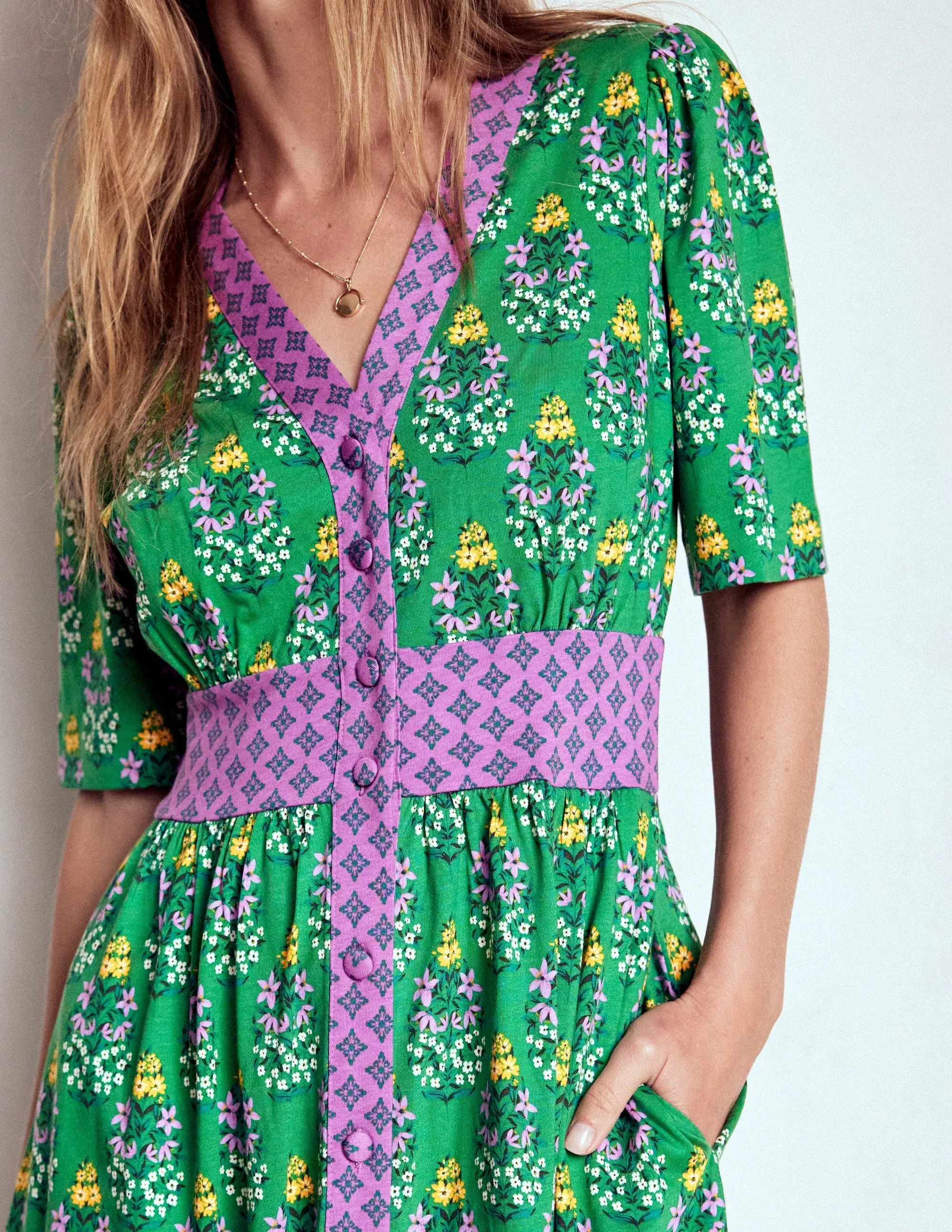 Natalia Jersey Tea Dress-Rich Emerald, Wildflower Versatile Silhouettes