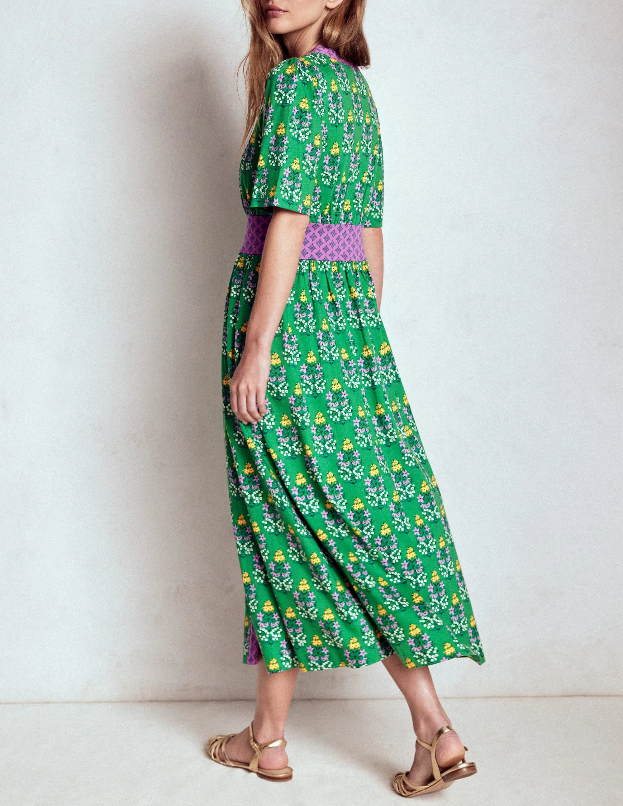 Natalia Jersey Tea Dress-Rich Emerald, Wildflower Party Proof
