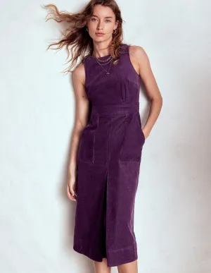 Ula Box Pleat Cord Midi Dress-Viola Purple Airy Shape