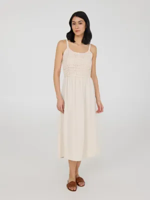Cotton Midi Dress With Crochet Top Elegant semi-formal gown Urban Grace