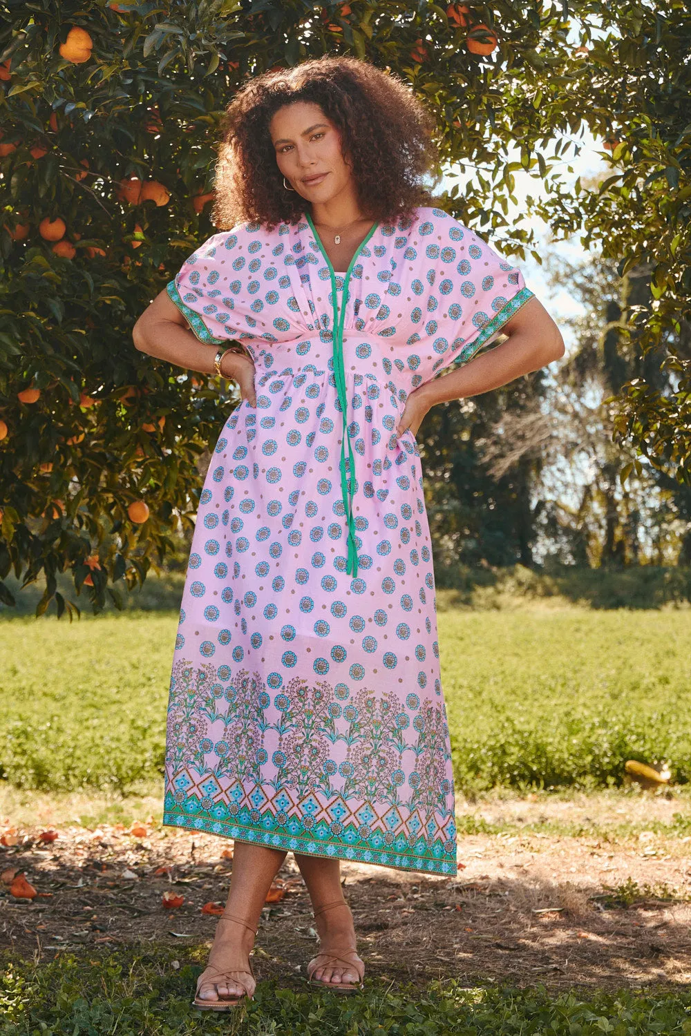 Selma Kimono Dress in Shalimar Bamboo Path Sequin Glow