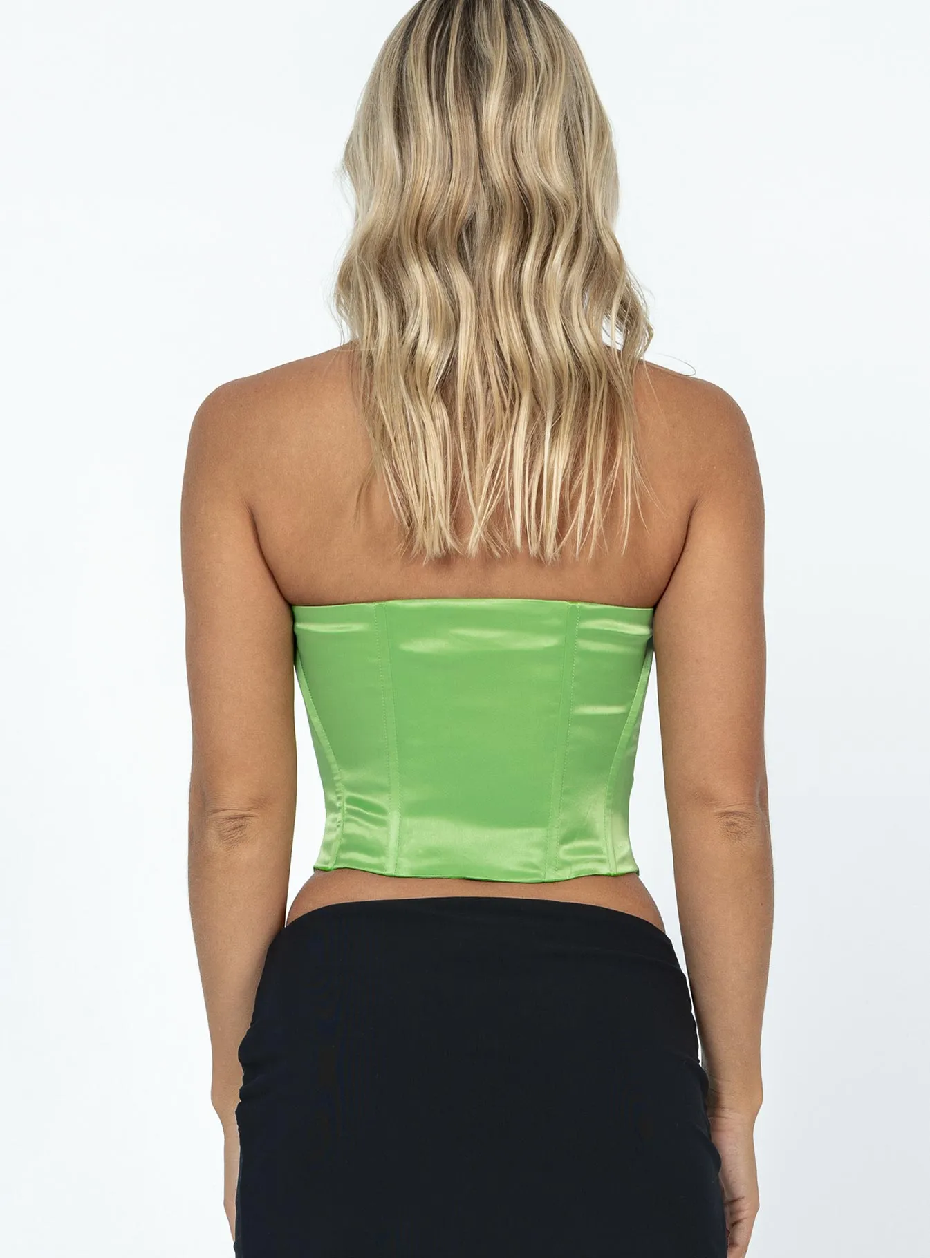 In The Moment Strapless Top Green Reinforced Hems