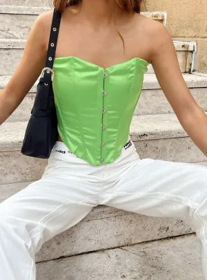 In The Moment Strapless Top Green Stretch Fit Top Friction Resistant Finish