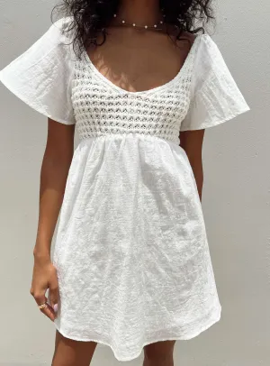 Derena Crochet Bust Mini Dress White Soft fabric mini