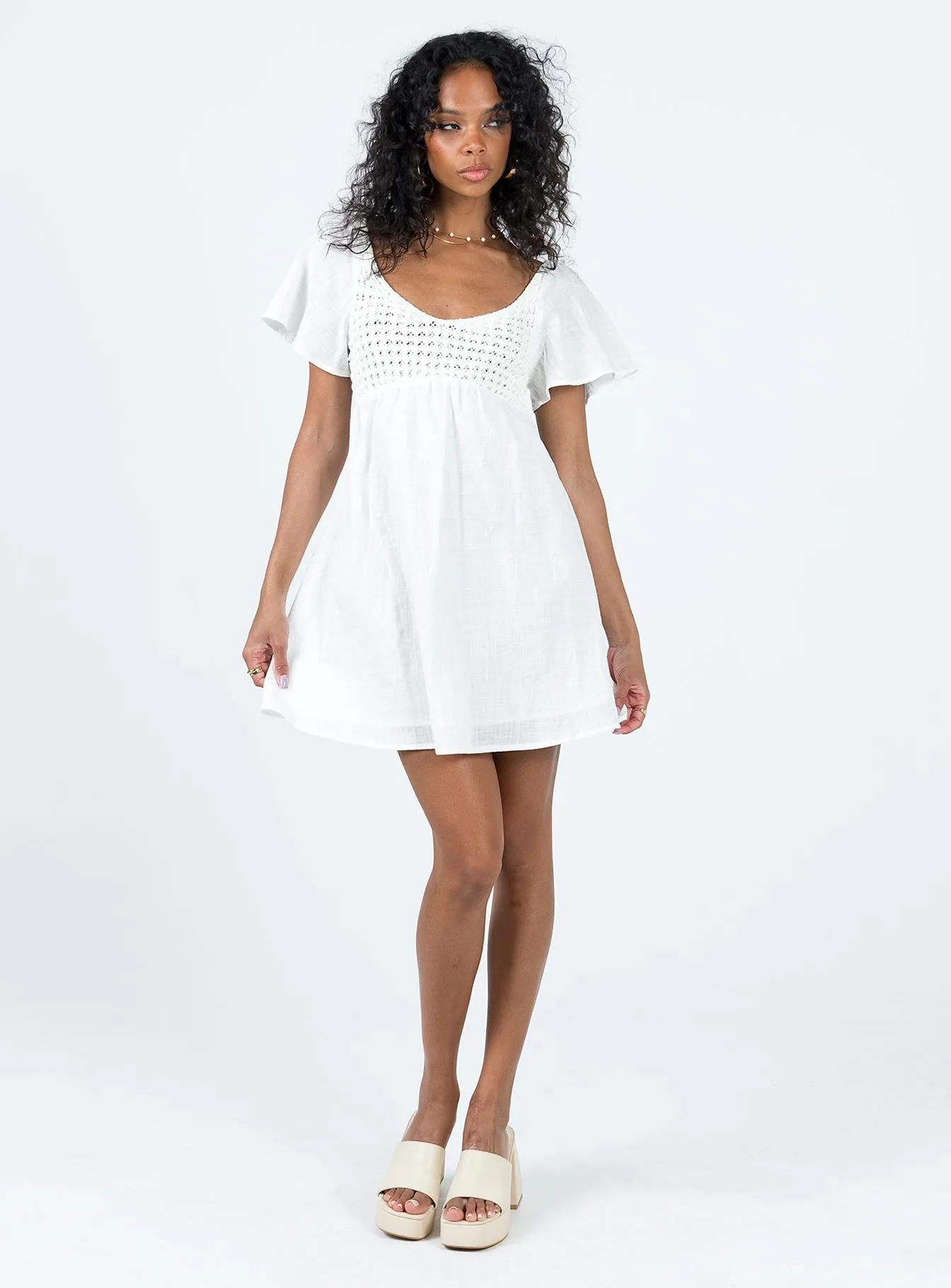 Derena Crochet Bust Mini Dress White Tagless Labeling Glow Mood