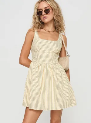 Stretchable Fit Bright-colored mini Phillipson Mini Dress Beige Stripe