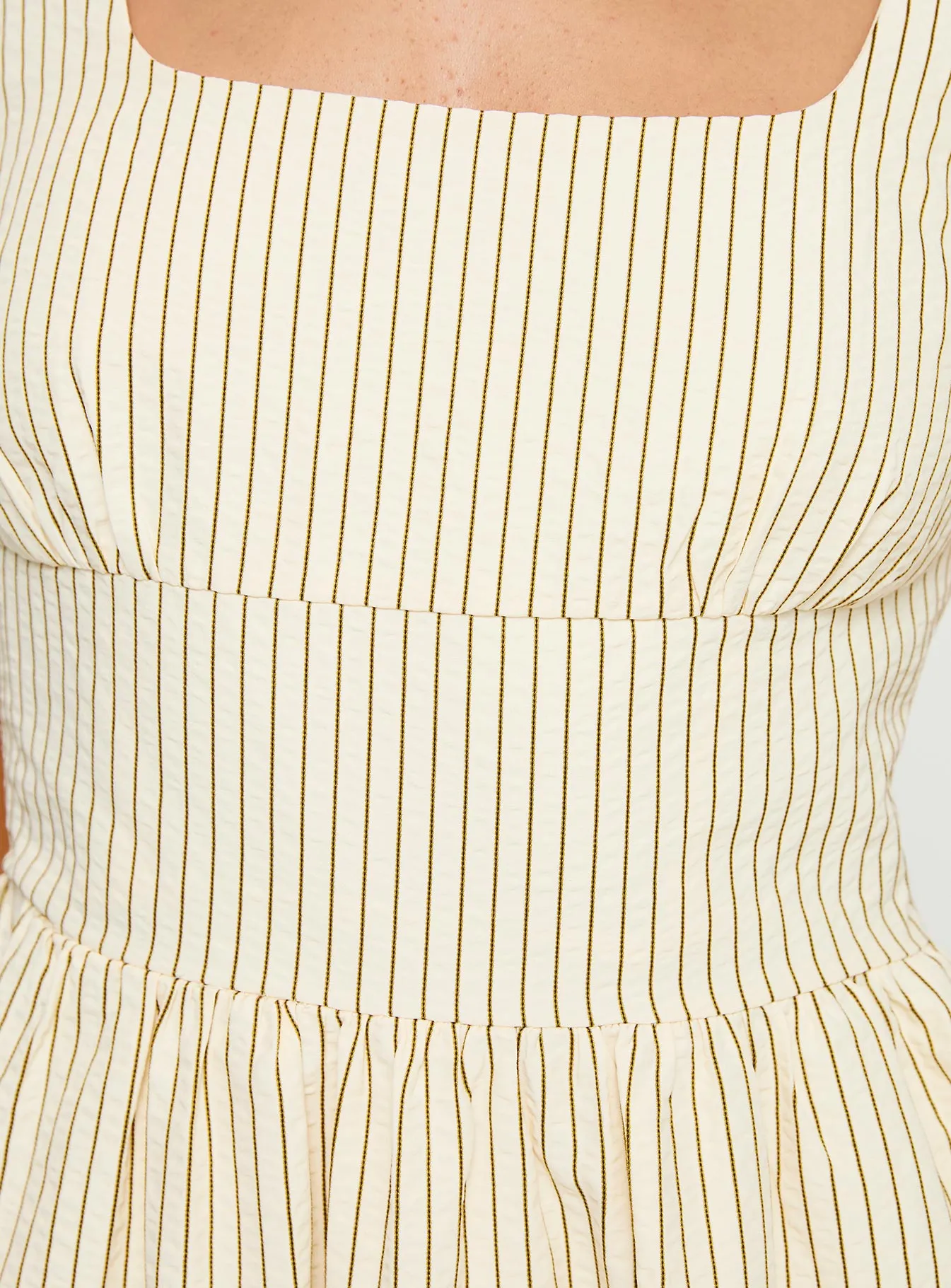 Phillipson Mini Dress Beige Stripe Stage Soft Bar Pop