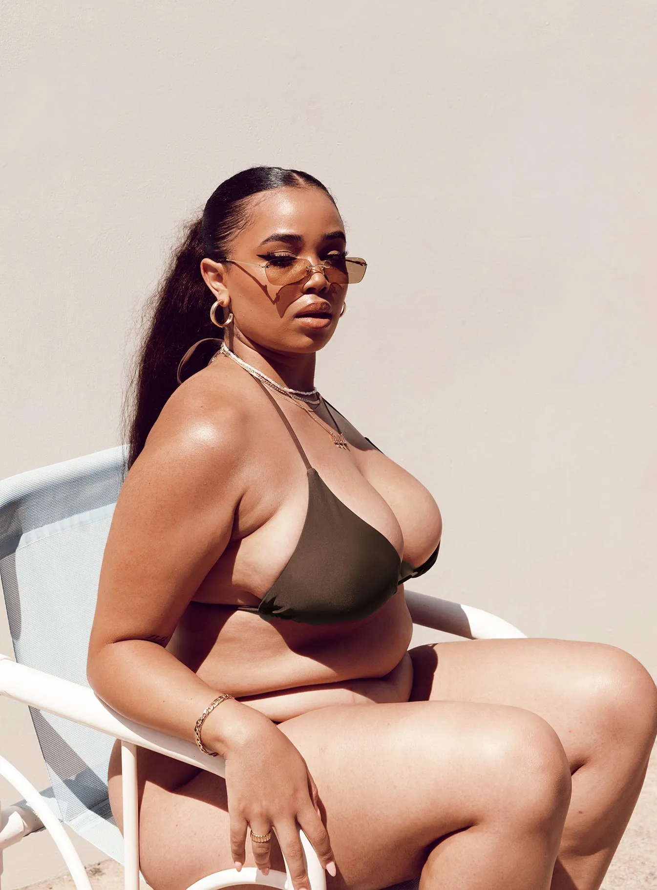 Non Restrictive Framework Durable Stitching Kaila Bikini Top Chocolate Curve