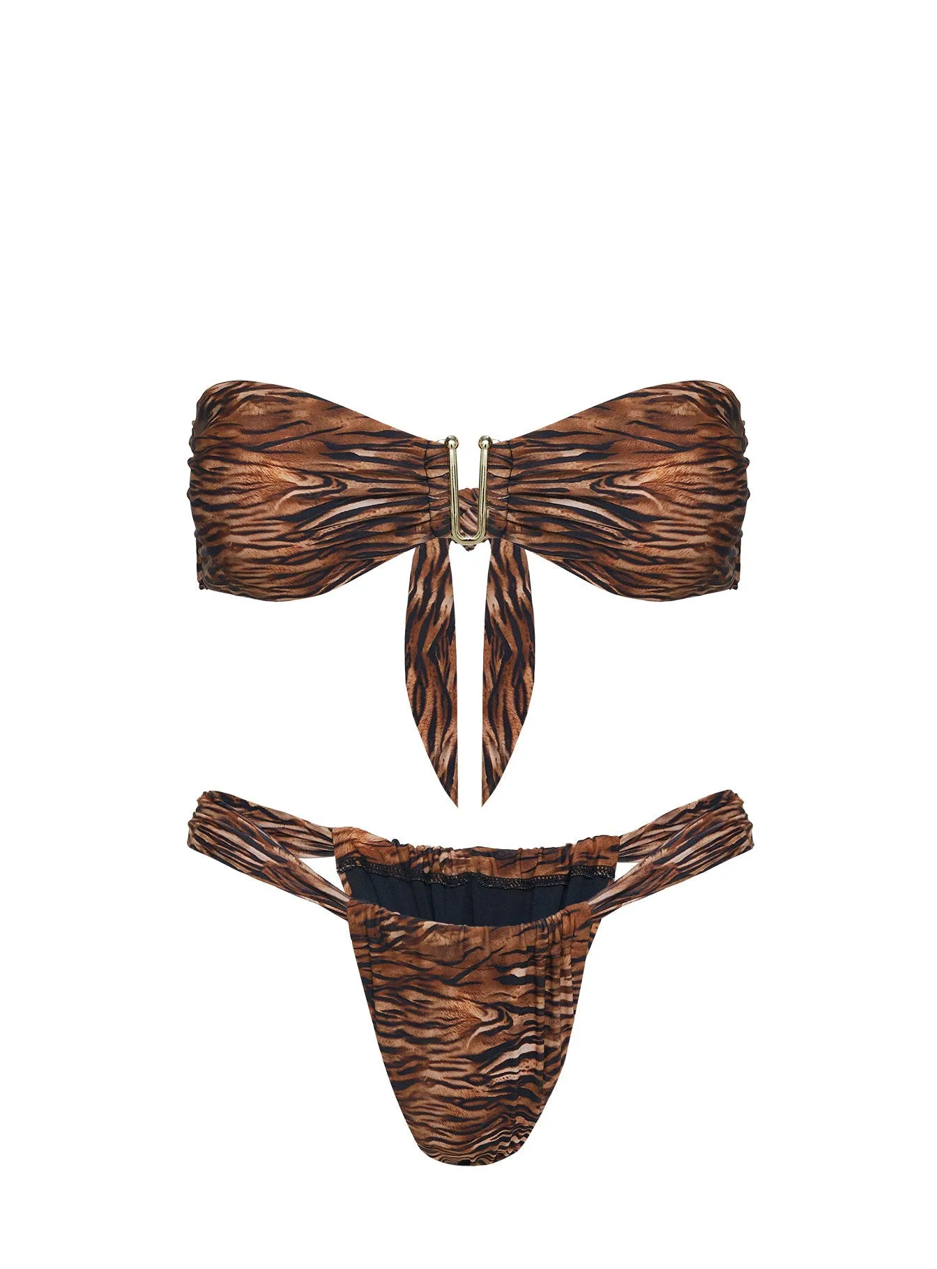 Nephele High Cut Ruched Bikini Bottoms Multi Seamless Edge Binding Flat Lock Stitching
