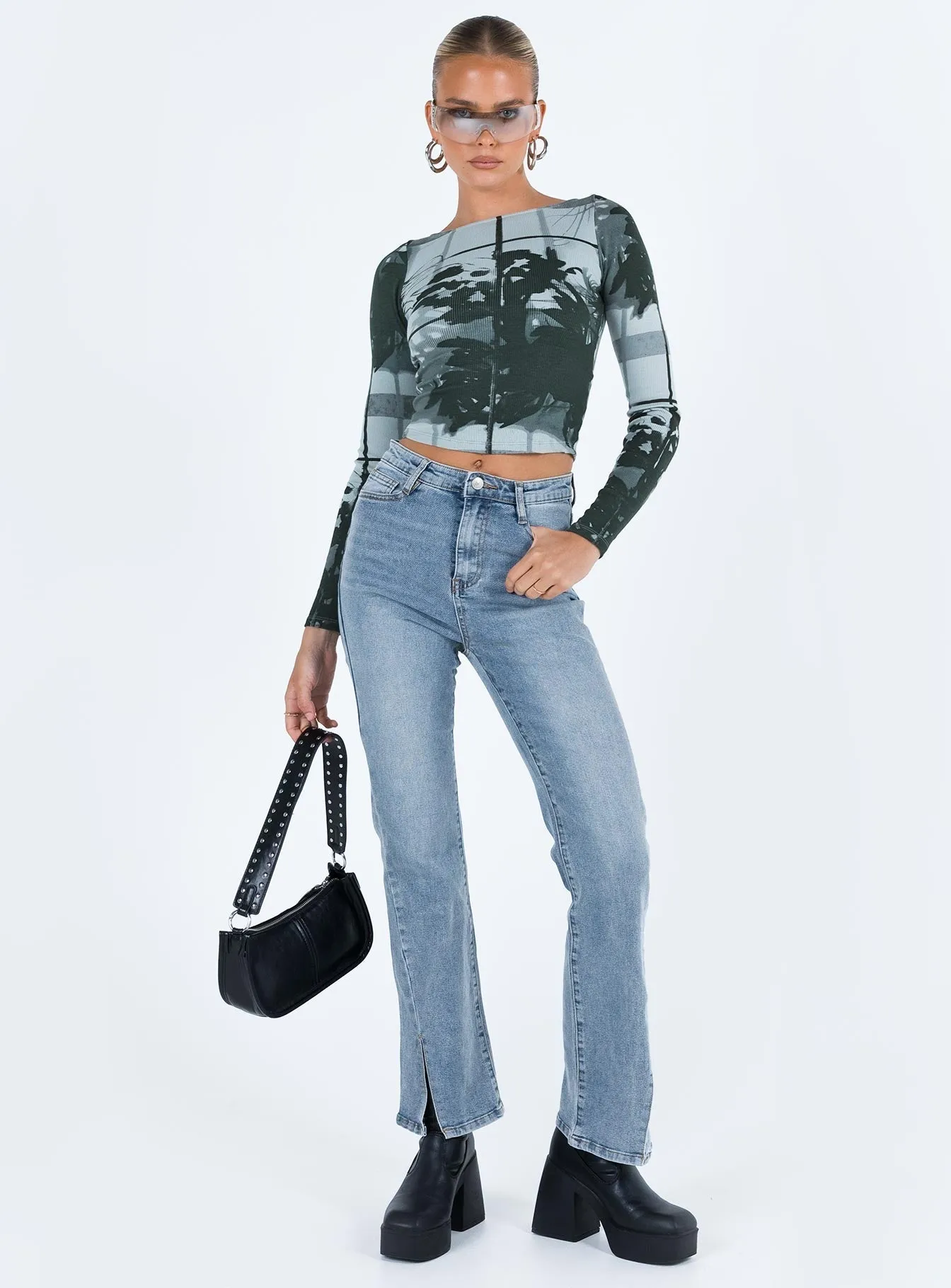 Keels Flare Denim Jeans Textured Loose Luxury Breathable Work Meeting Relaxed Style