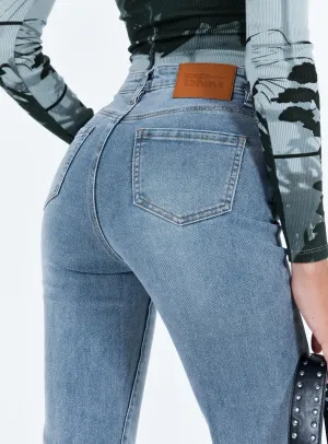 Keels Flare Denim Jeans Stretch Fit Denim Picnic Style Textured