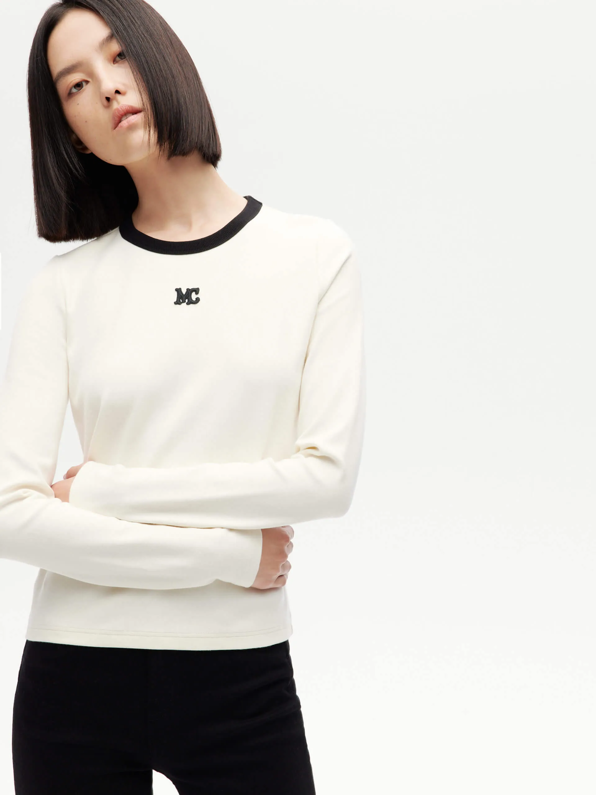 Contrast Collar Logo T-shirt Street Style Trend