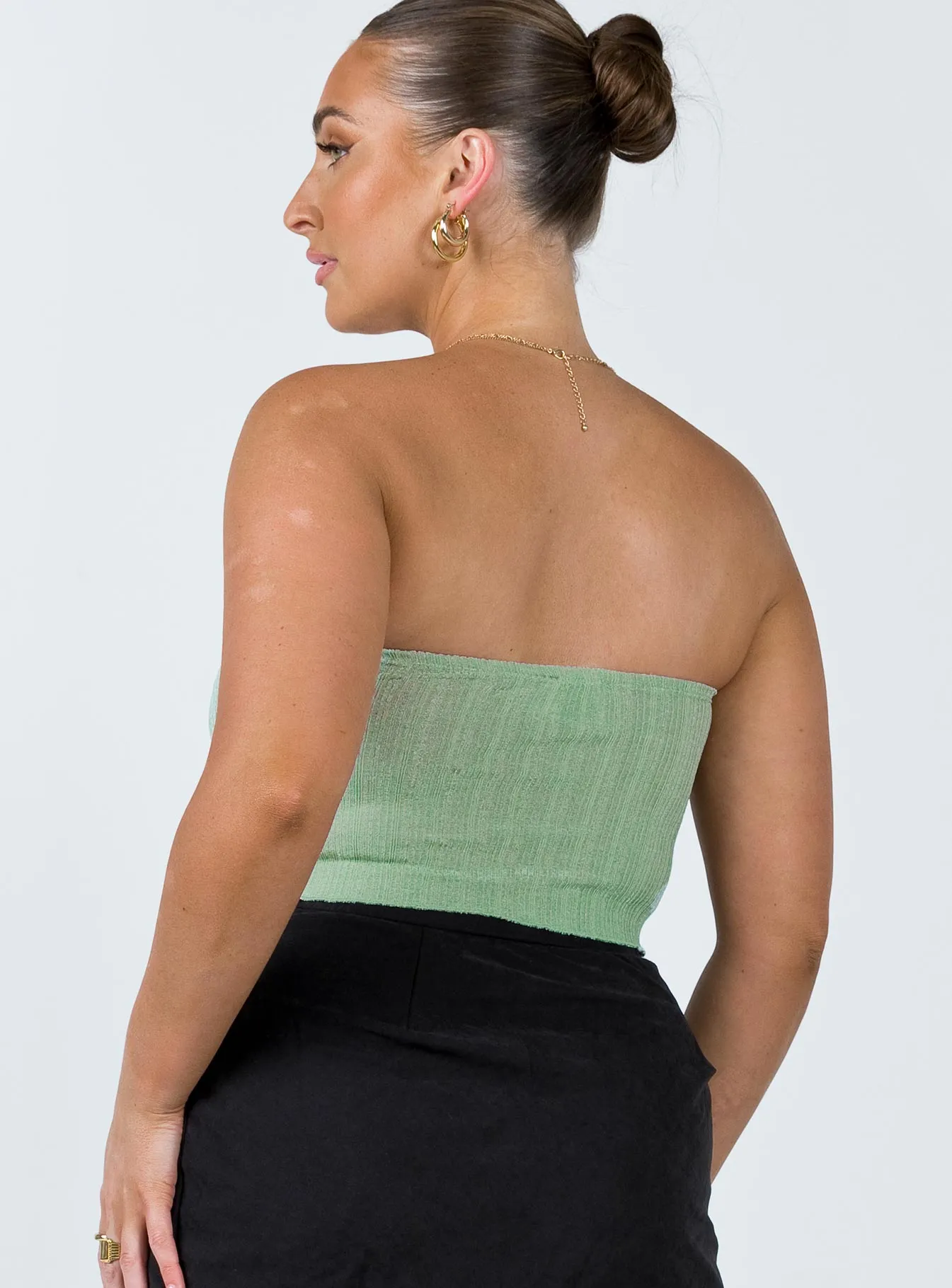 Hidden Button Placket Mani Top Green
