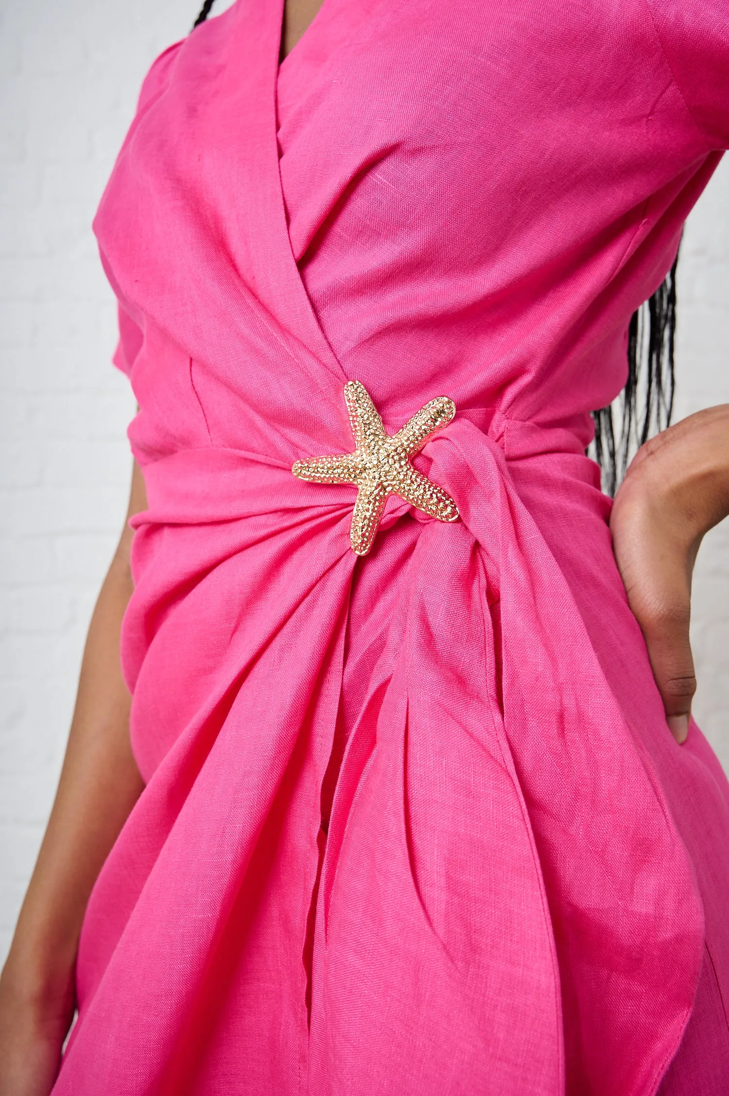 Pink Tide Linen Wrap Dress SoftenedEdges
