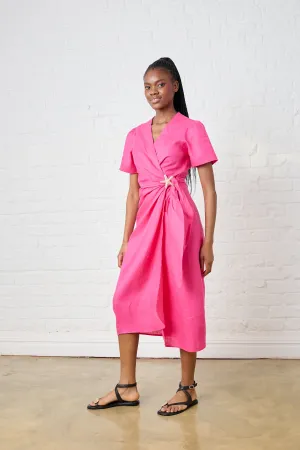 Pink Tide Linen Wrap Dress AdaptiveFit