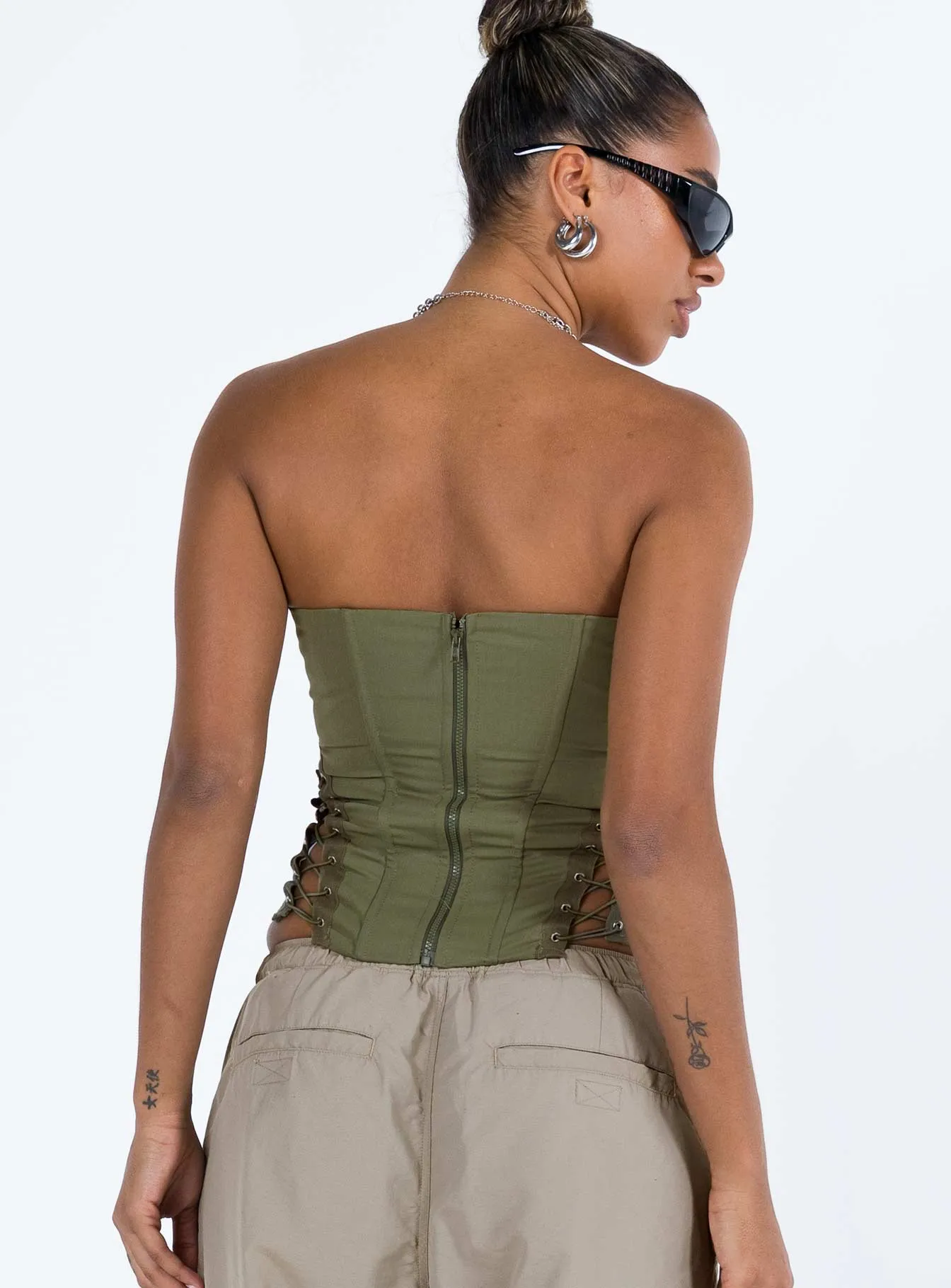 Ultraviolet Protection Fabric Eden Lace Up Corset Green