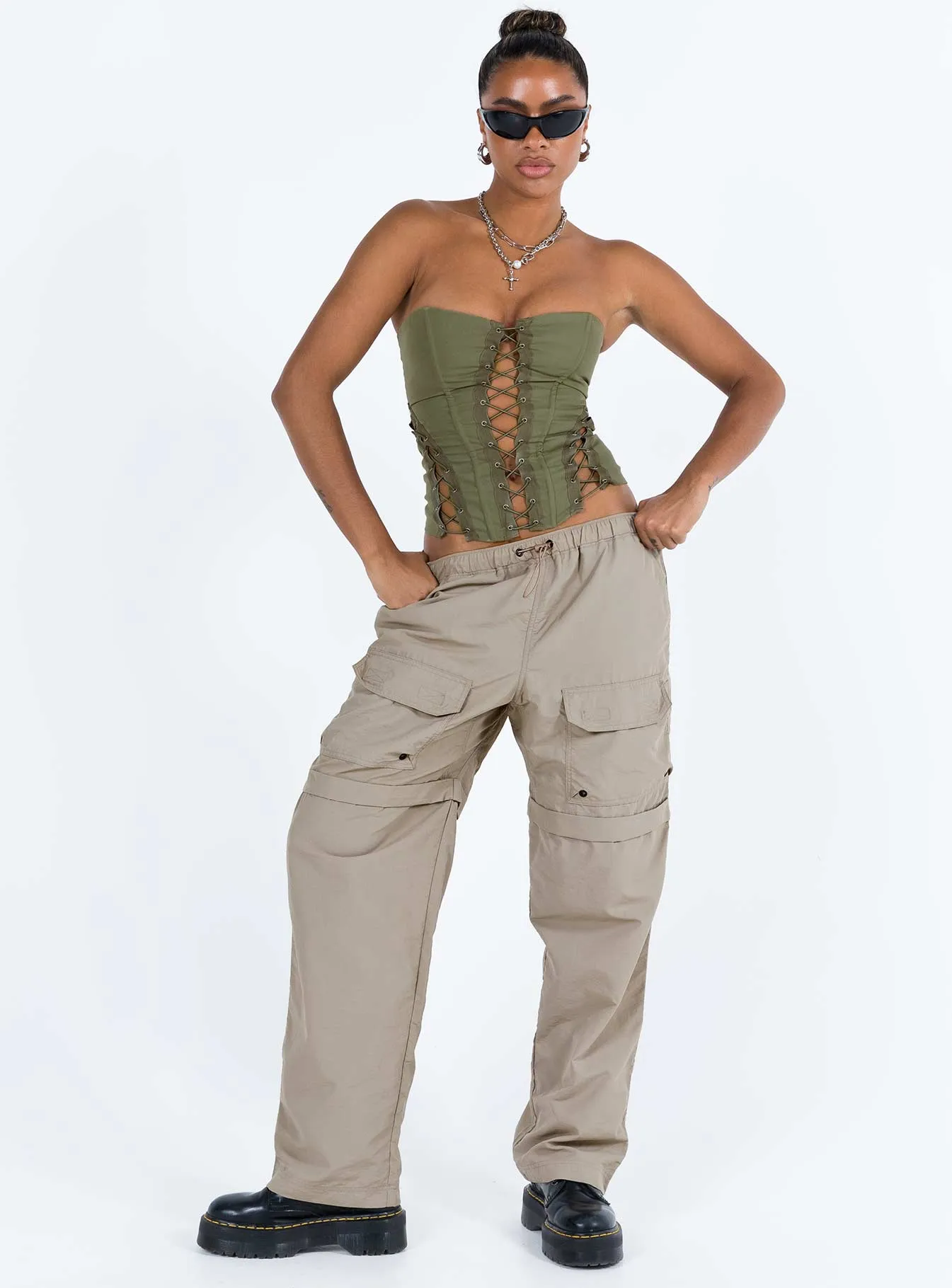 NonRestrictive Eden Lace Up Corset Green