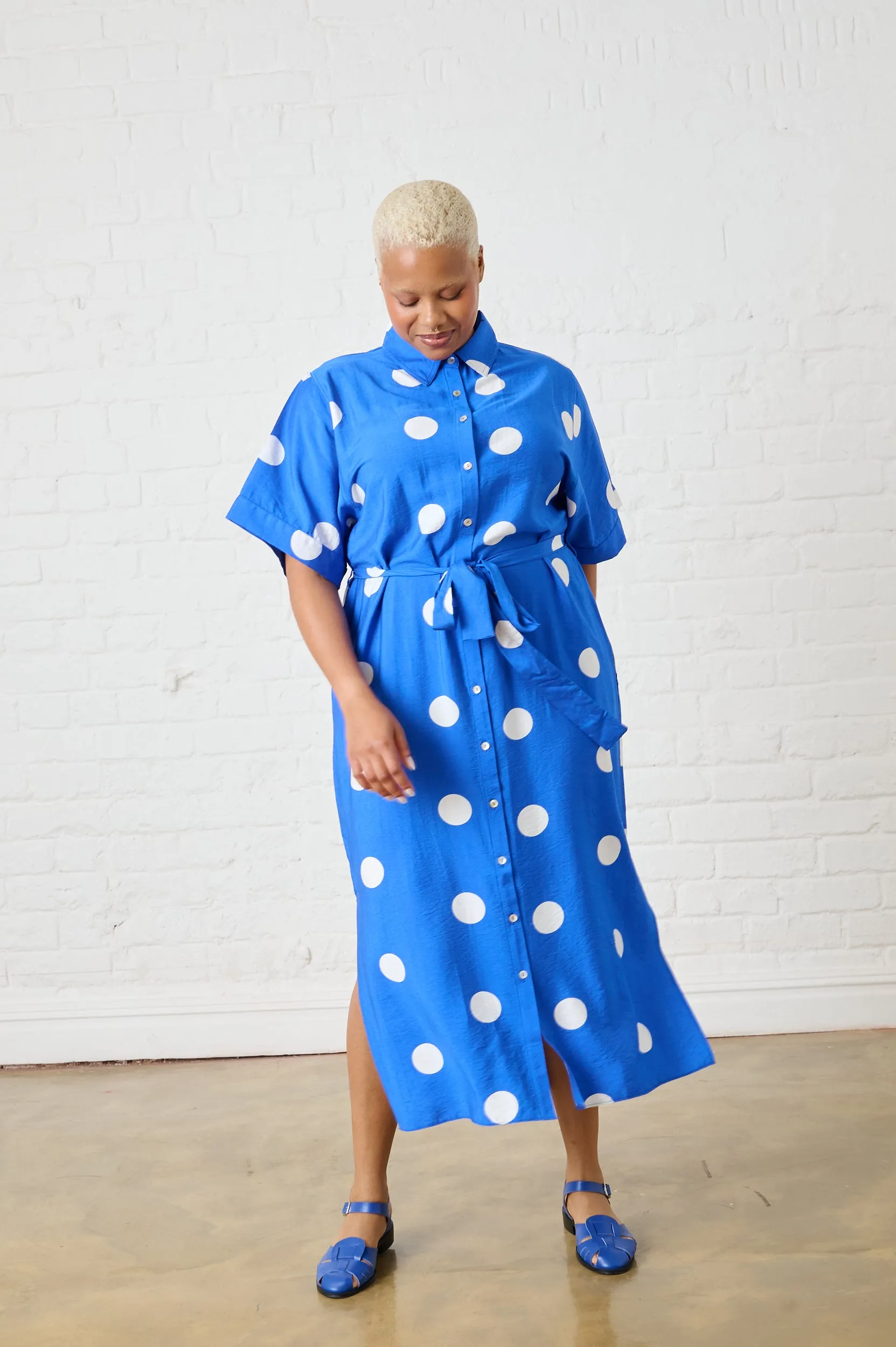 Maxi Shirtdress in Cobalt Spot Ethic Core