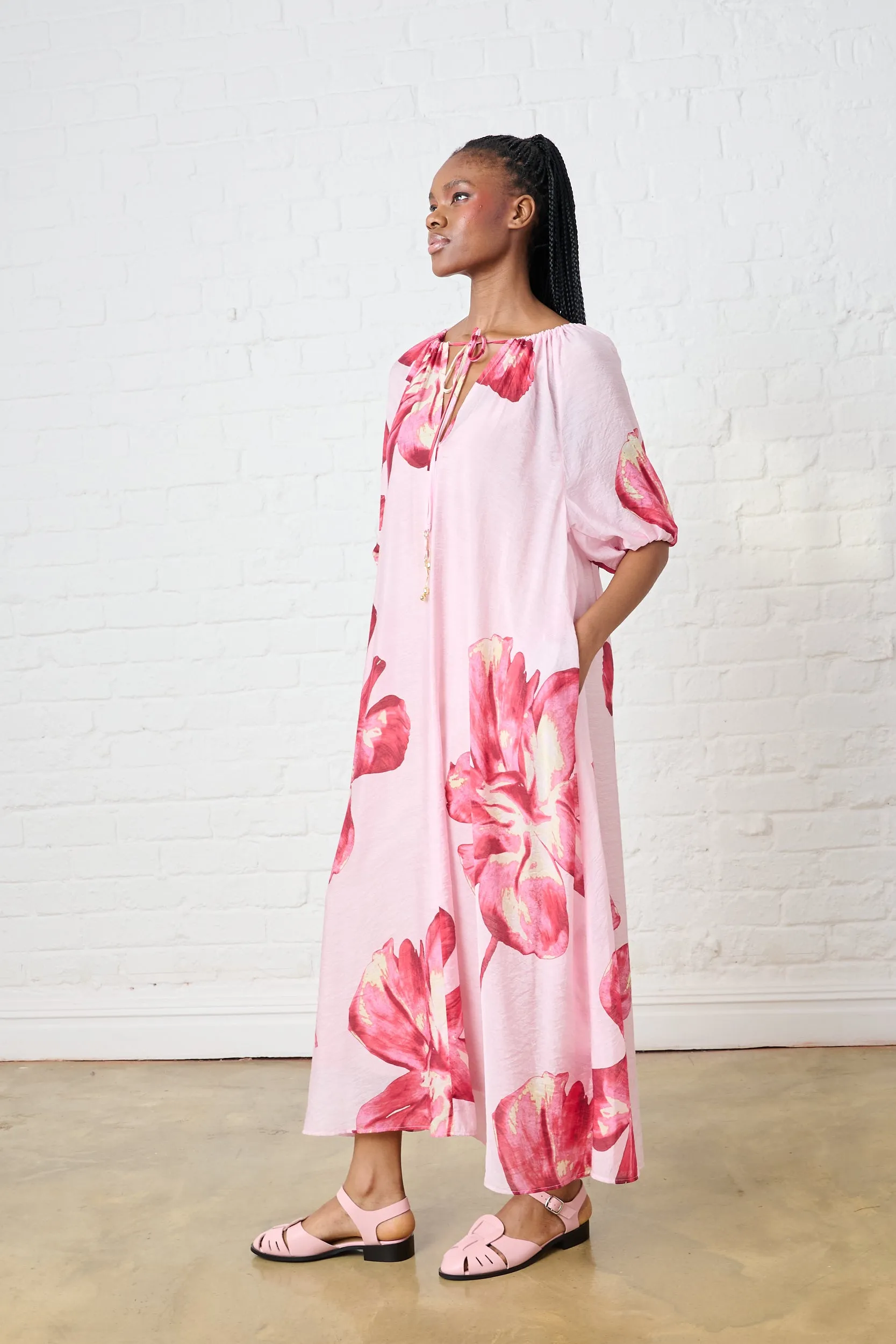 Sharp Cut Recycled Fit The Maxi Flow Tunic in Soft Bloom