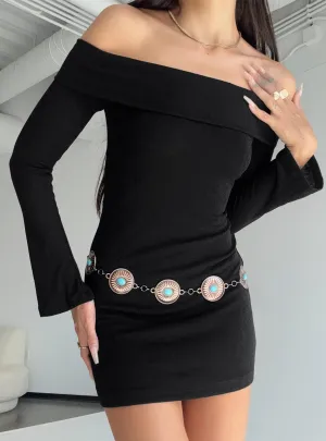 Secure Closure Flirty off-the-shoulder mini Anya Mini Dress Black